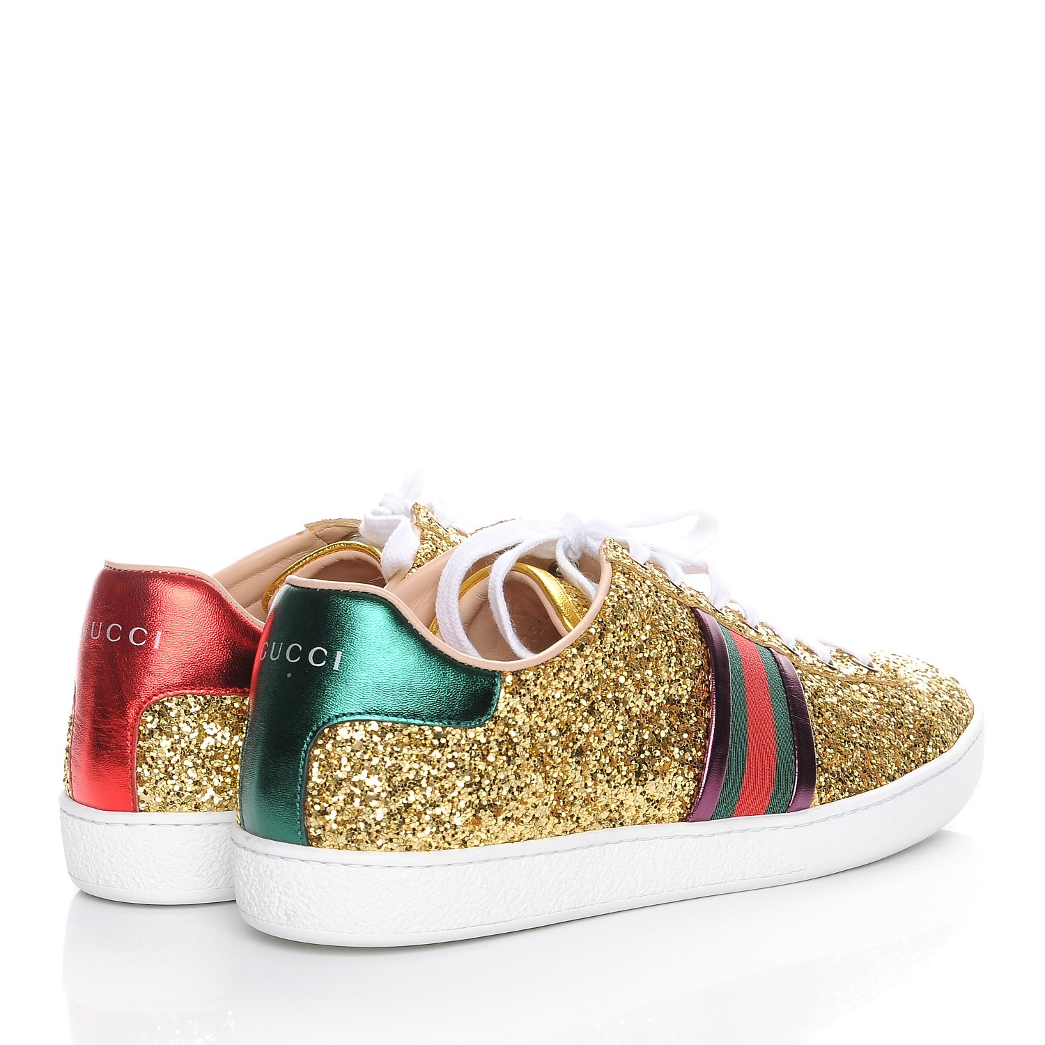 gold glitter gucci sneakers