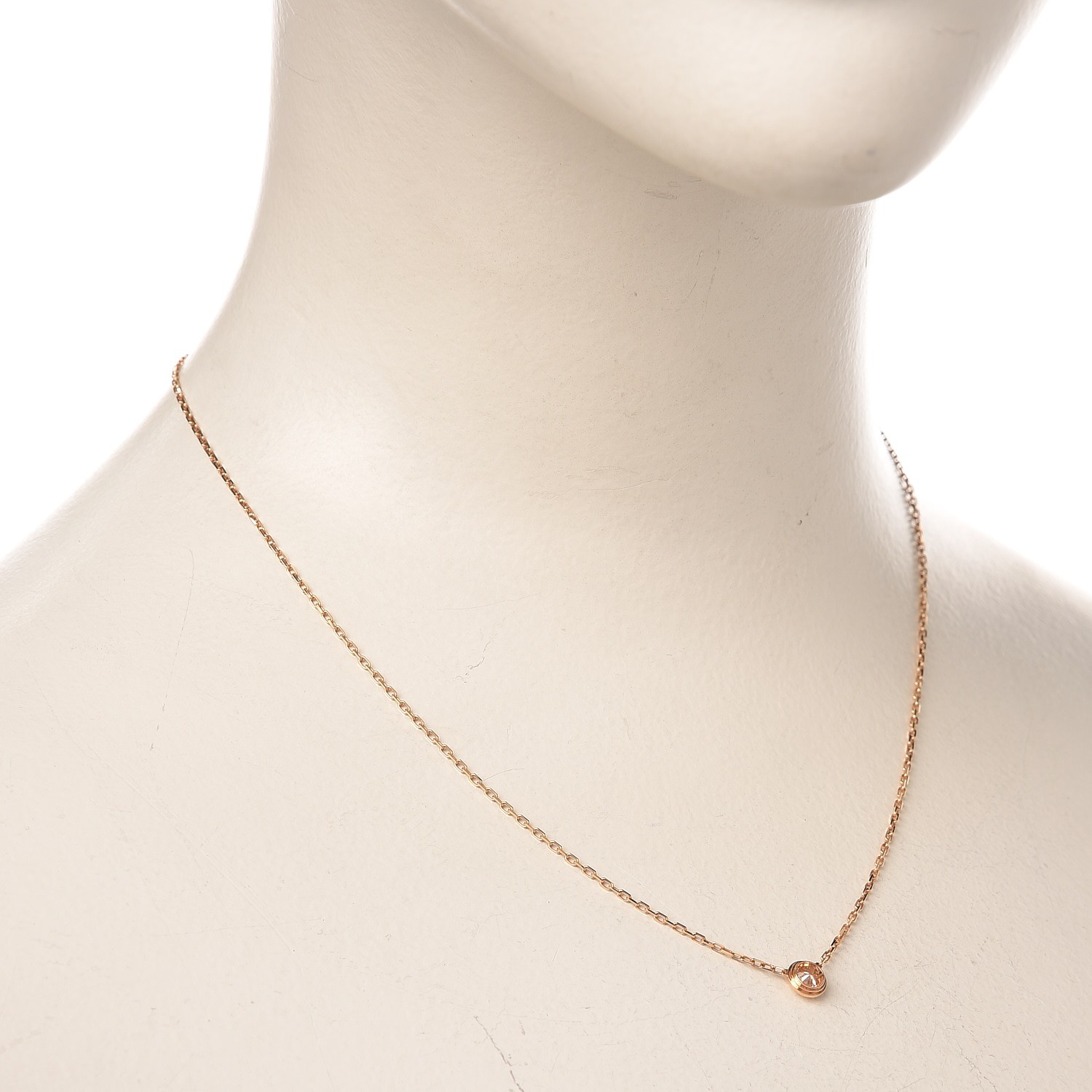 CARTIER 18K Pink Gold Diamond LM Diamants Legers Pendant Necklace 241451