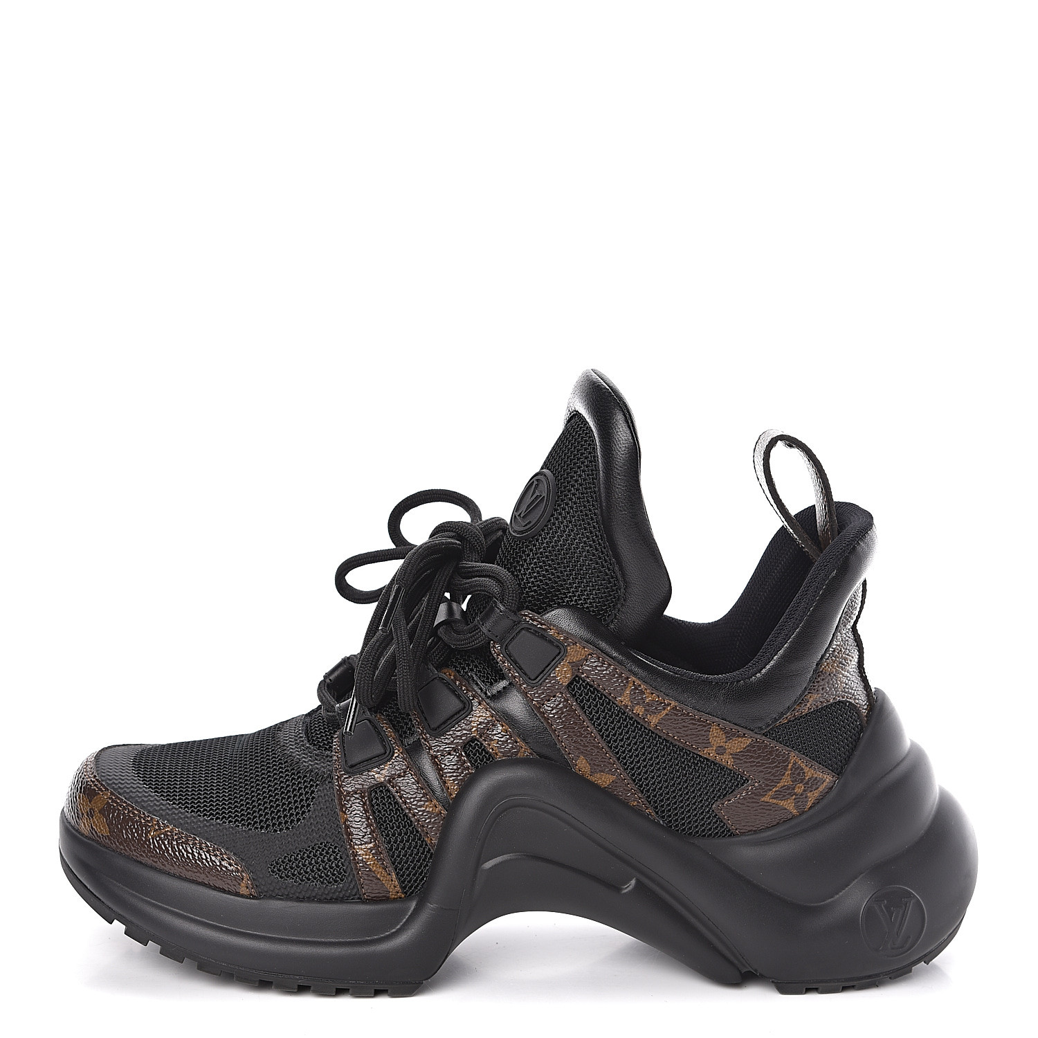 LOUIS VUITTON Patent Monogram LV Archlight Sneakers 38 Black 485363