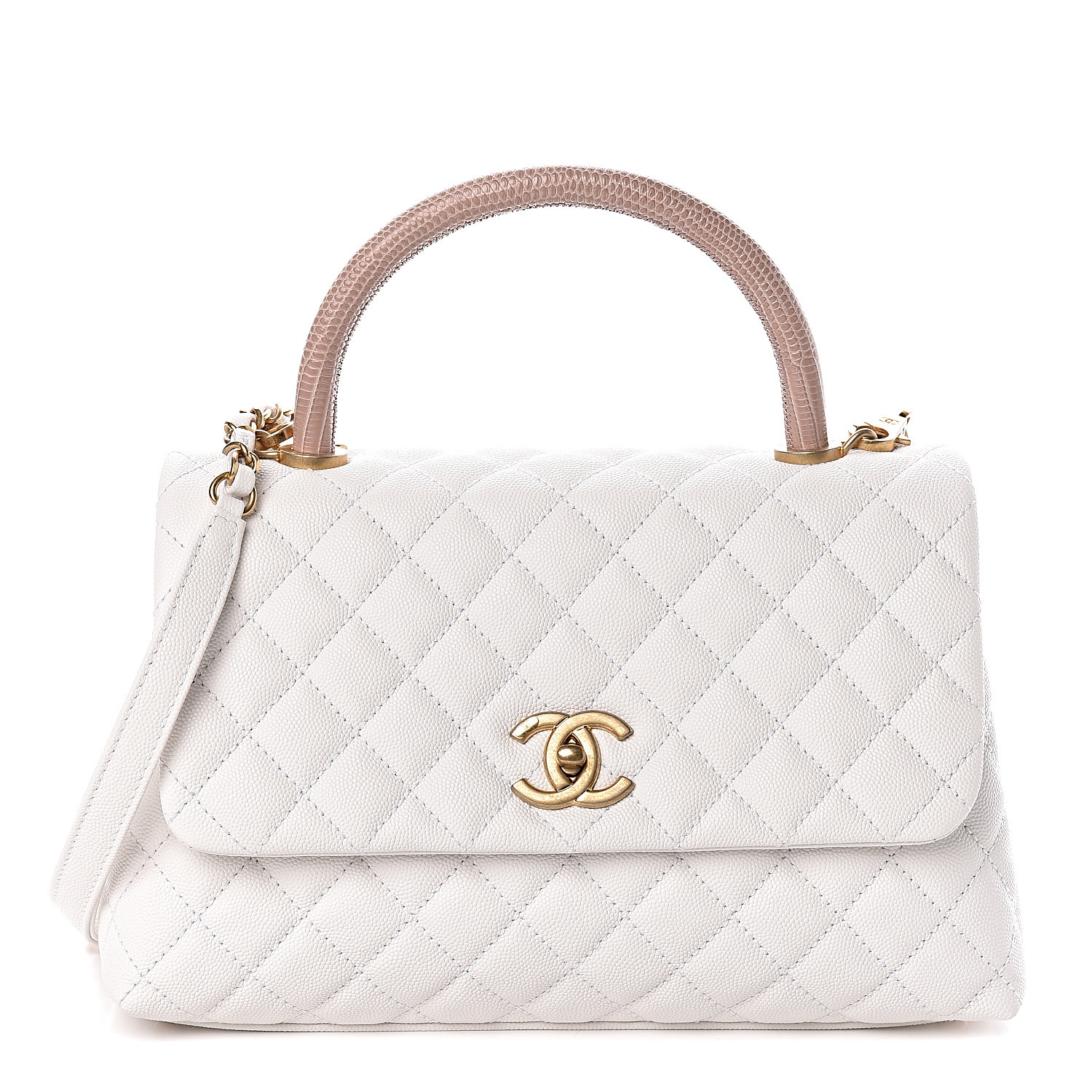Chanel Caviar Lizard Quilted Small Coco Handle Flap White Beige Fashionphile Chanel Caviar Lizard Quilted Small Coco Handle Flap White Beige Fashionphile