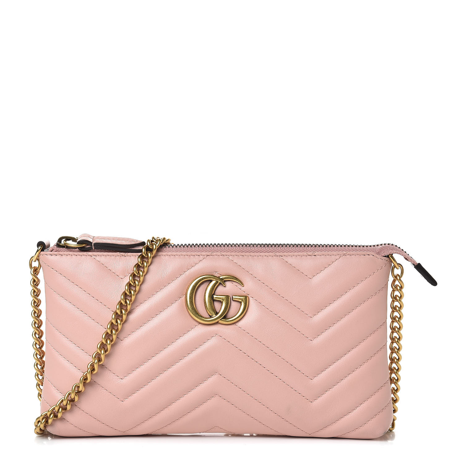 GUCCI Calfskin Matelasse Mini GG Marmont Chain Bag Light Pink 487236 ...