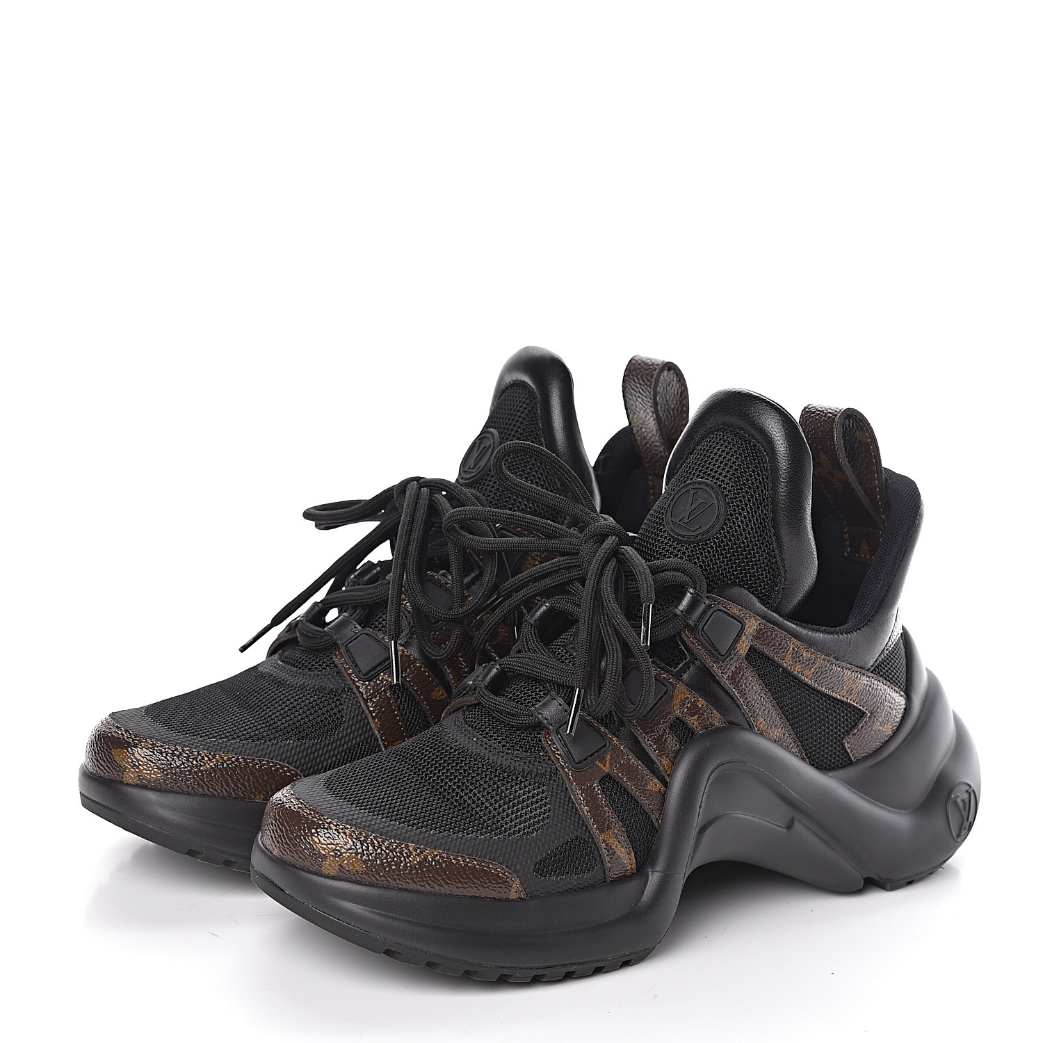 LOUIS VUITTON Patent Monogram LV Archlight Sneakers 38 Black 485363