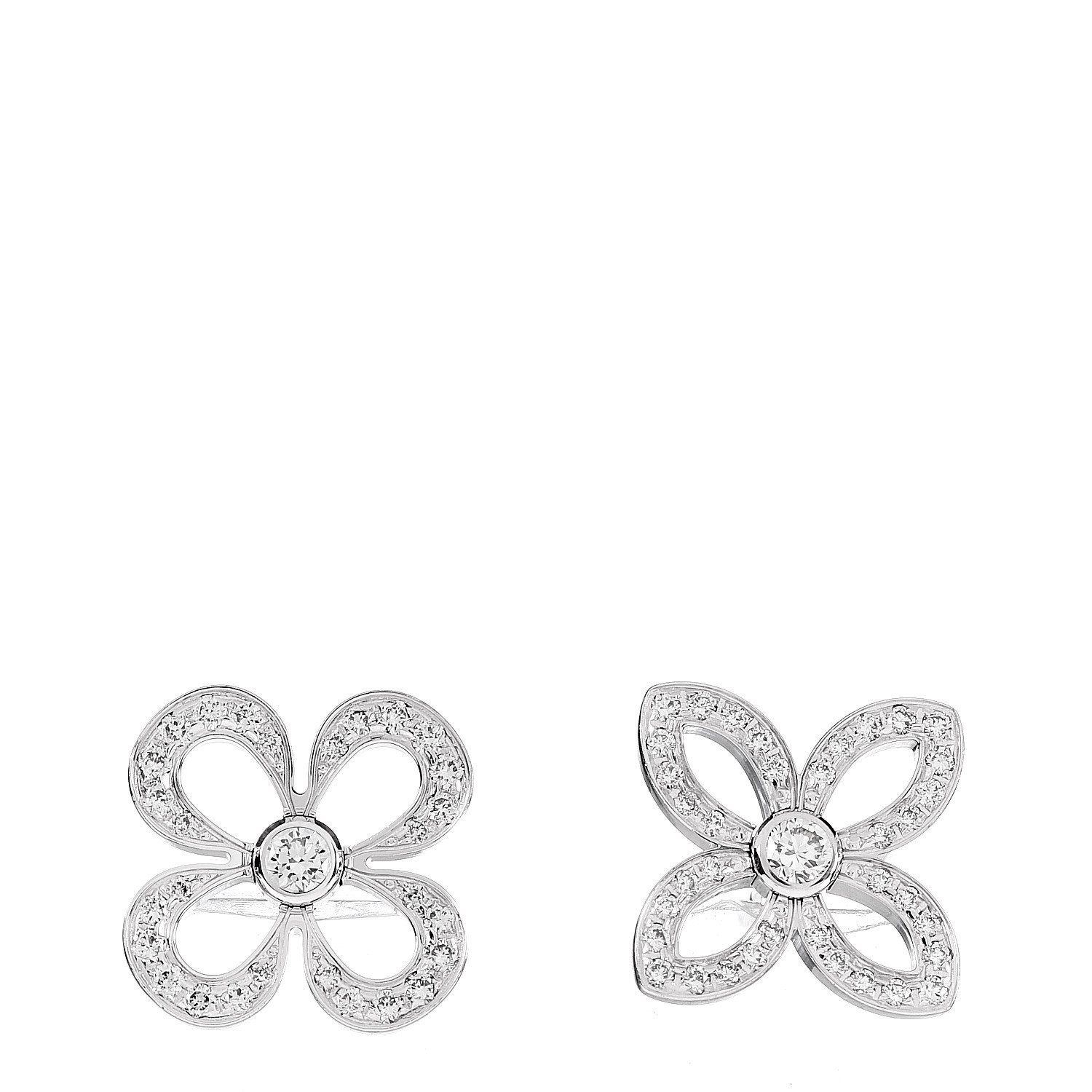 LOUIS VUITTON 18K White Gold Diamond Idylle Blossom Earrings 623872
