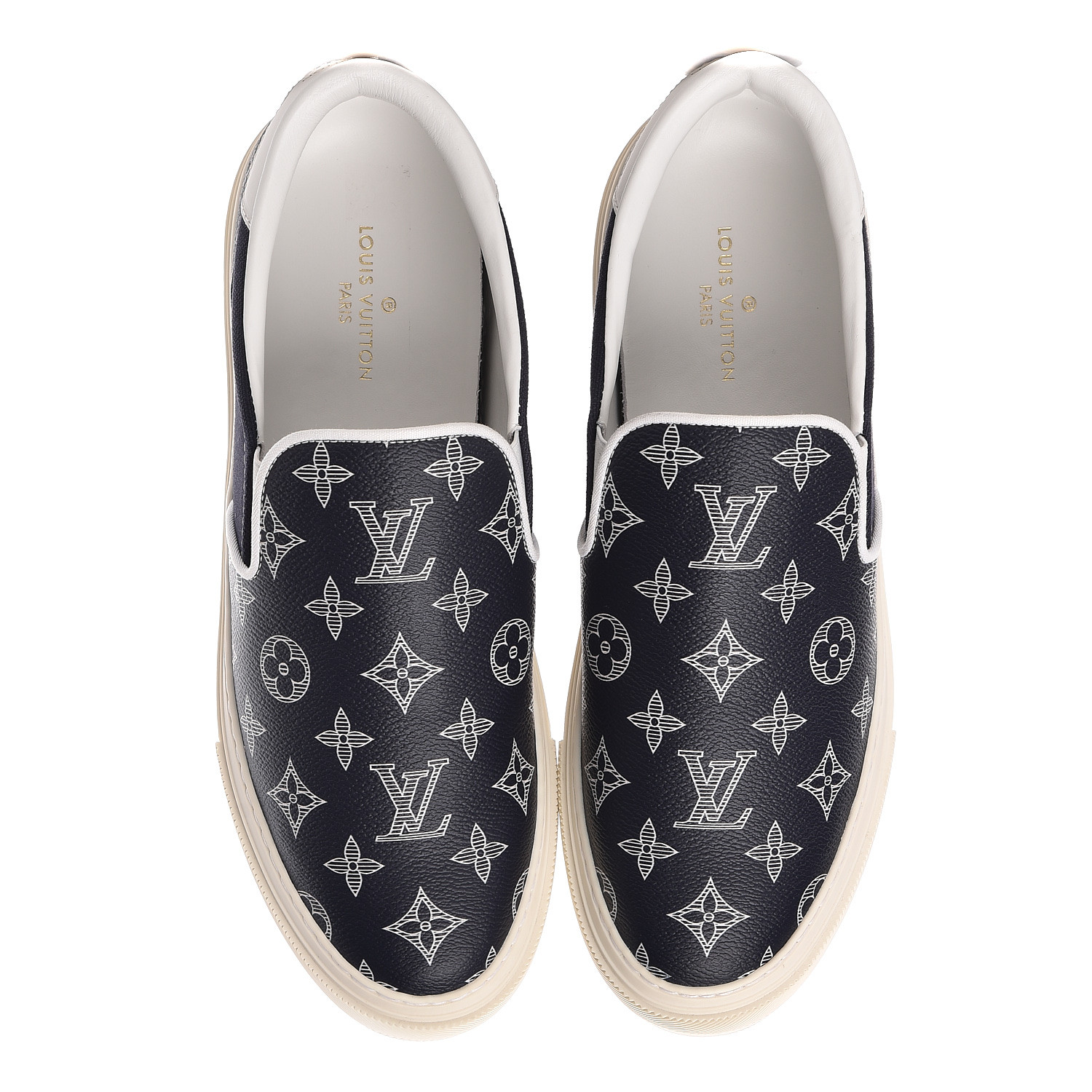 LOUIS VUITTON Monogram Mens Trocadero Slip On Sneakers 7.5 Encre 483302