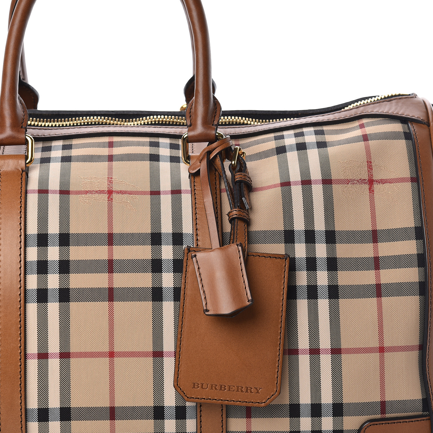 BURBERRY Horseferry Check Large Alchester Satchel Tan 484248