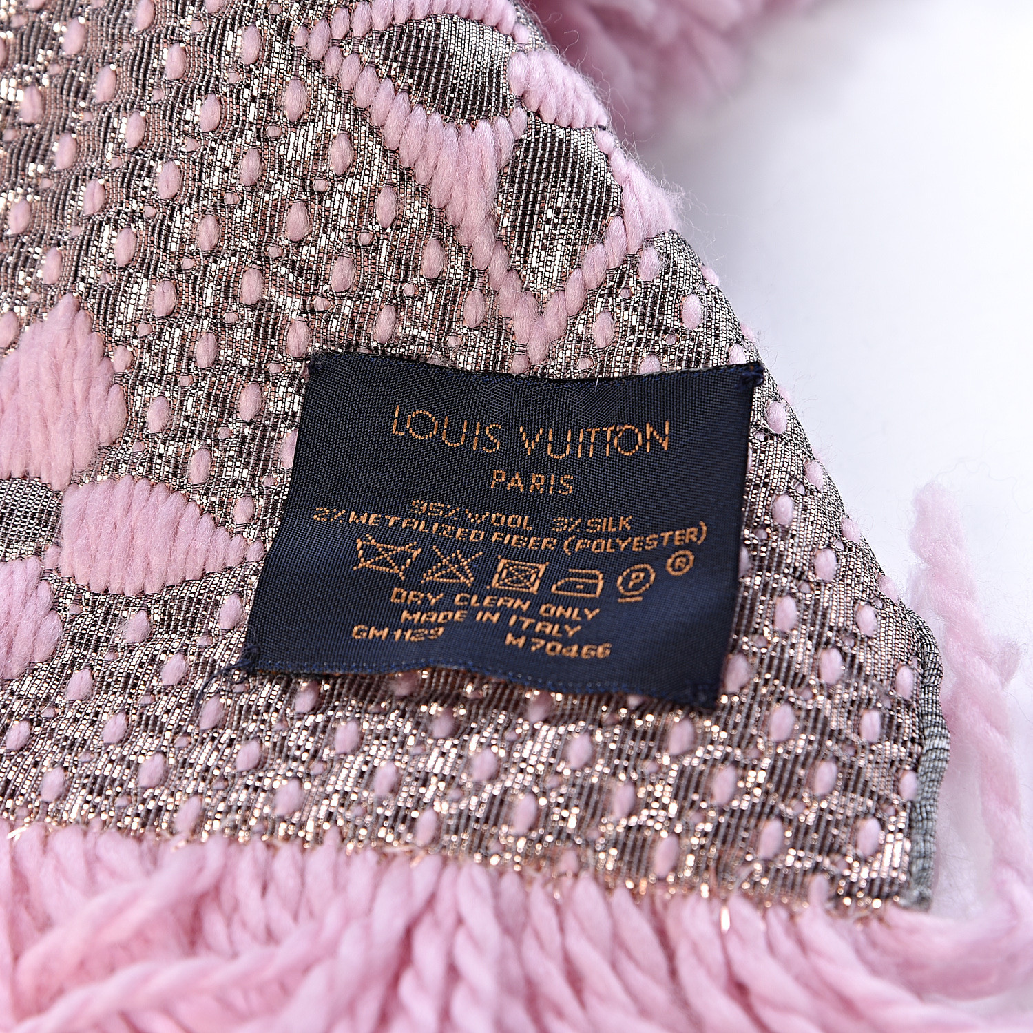 LOUIS VUITTON Wool Silk Logomania Shine Scarf Pink 485266