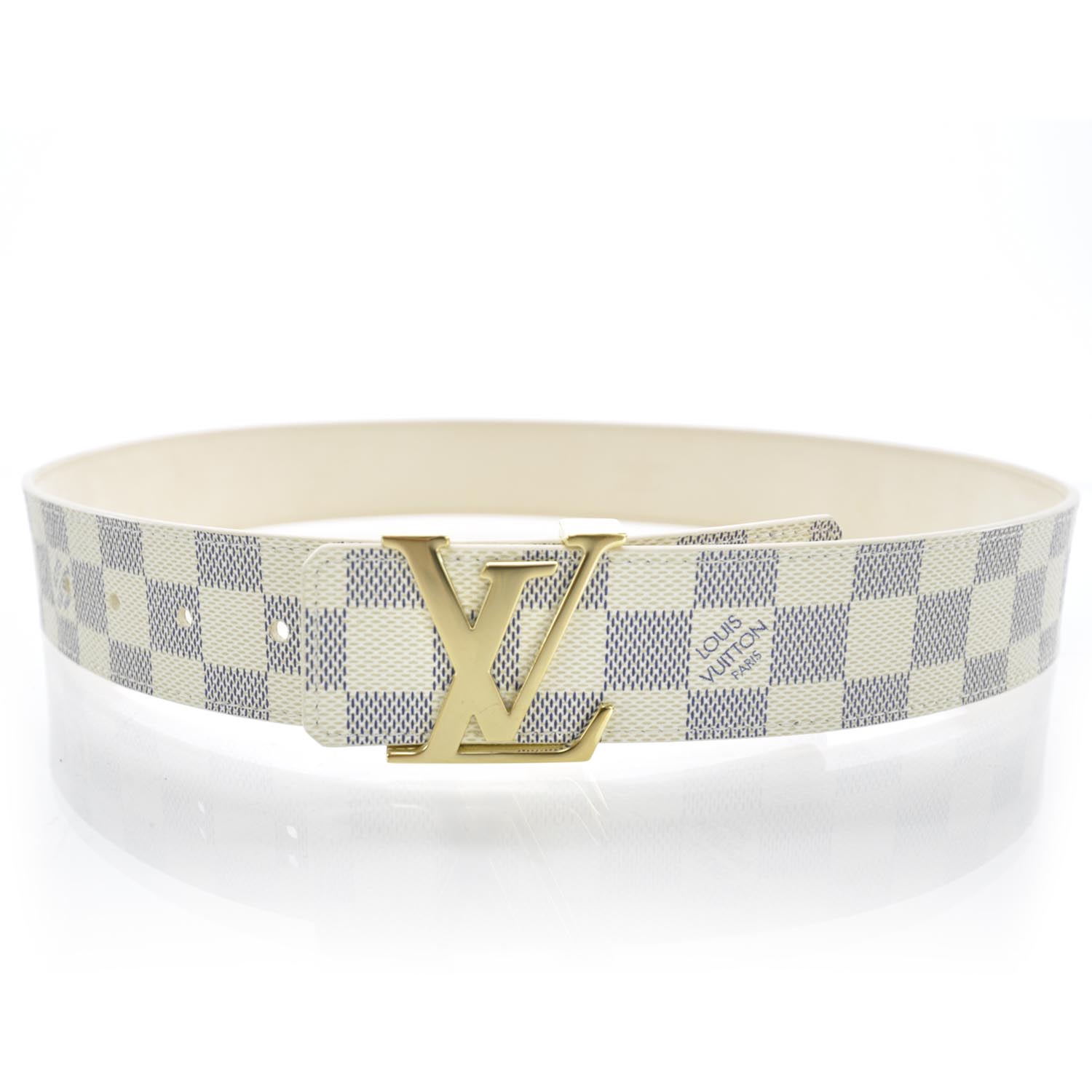 louis vuitton damier azur mens belt LOUIS VUITTON Damier Azur LV Initiales Belt 80 32 31791