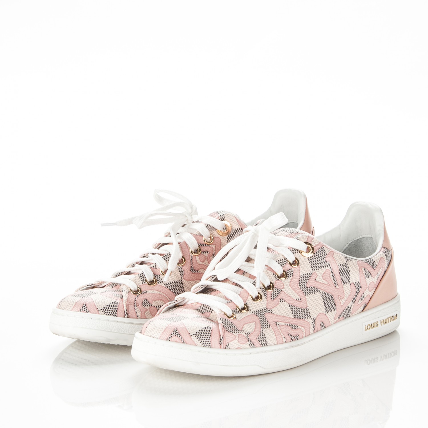 LOUIS VUITTON Damier Azur Tahitienne Bora Bora Sneakers 39 Rose Ballerine 182578