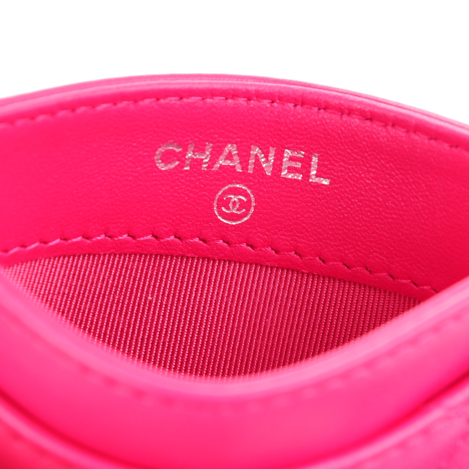 CHANEL Lambskin Quilted Card Holder Fuchsia 157966 | FASHIONPHILE