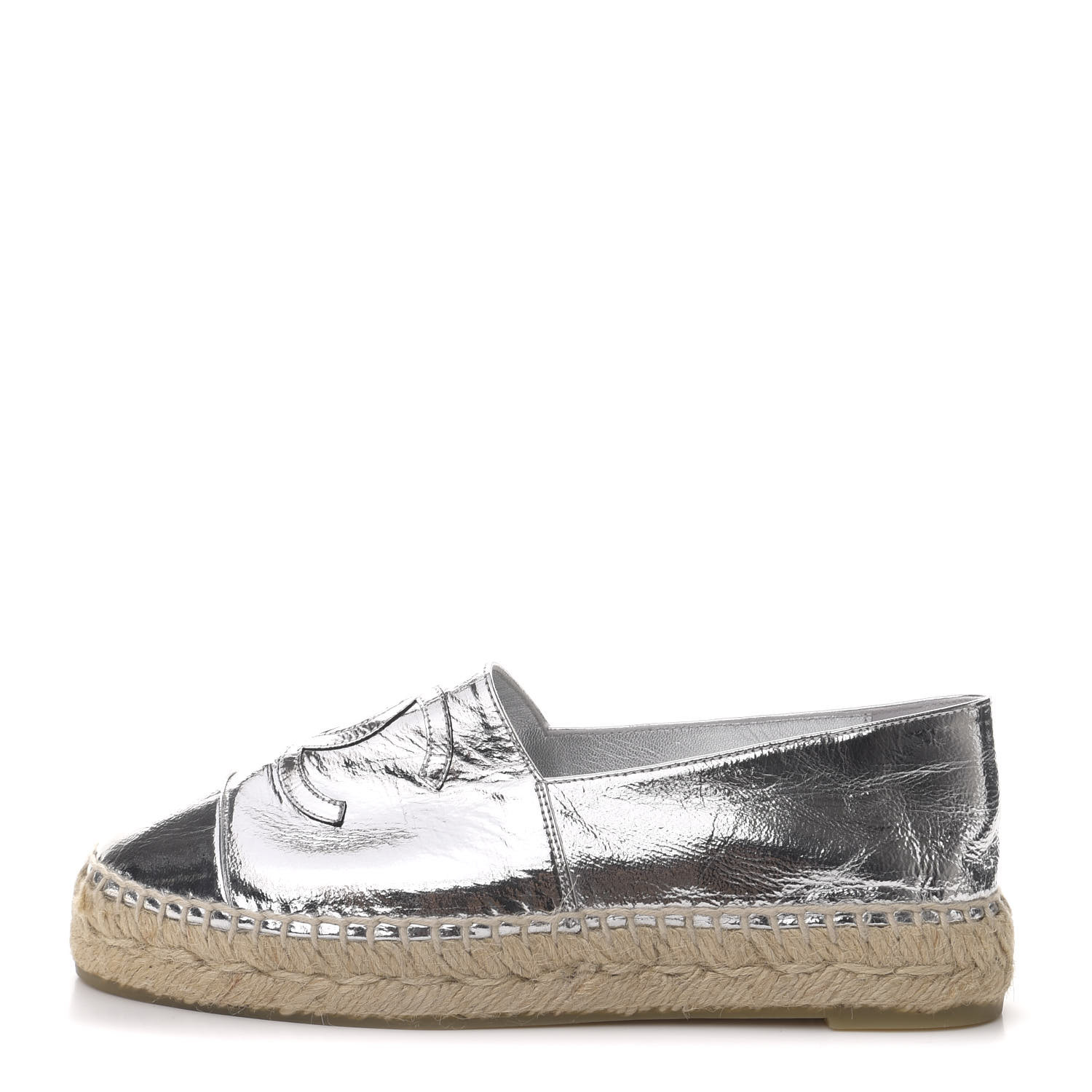 CHANEL Laminated Goatskin CC 36 Silver 606287 | FASHIONPHILE