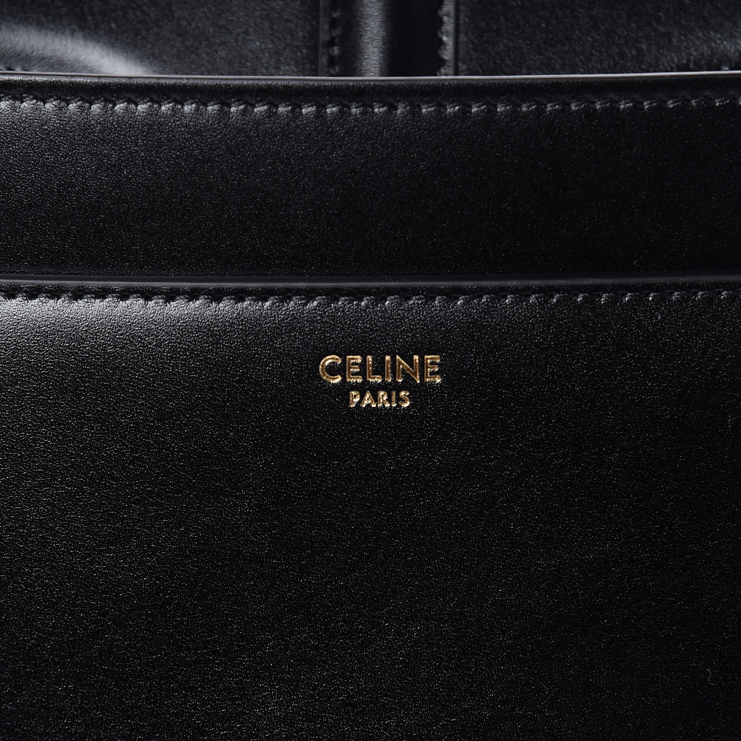 CELINE Satinated Calfskin Medium 16 Top Handle Bag Black 443976