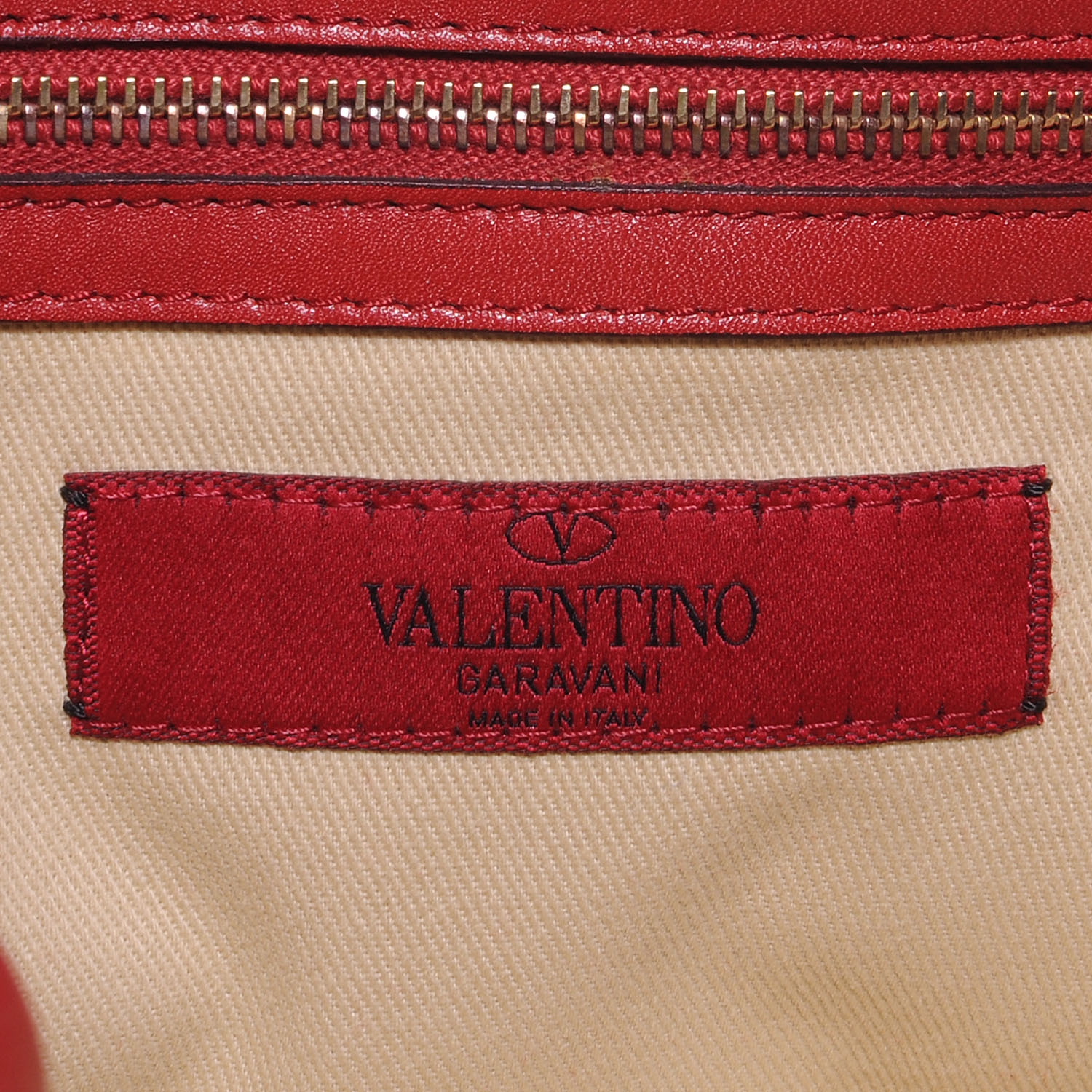 VALENTINO Leather Rockstud Shopper Tote Red 51587