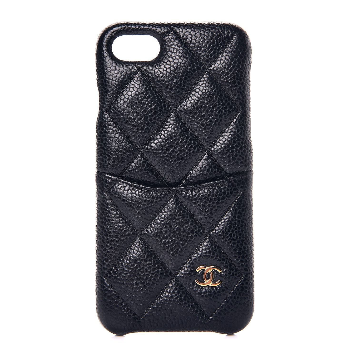 CHANEL Caviar Quilted iPhone 7/8 Coco Tech Case Black 336923