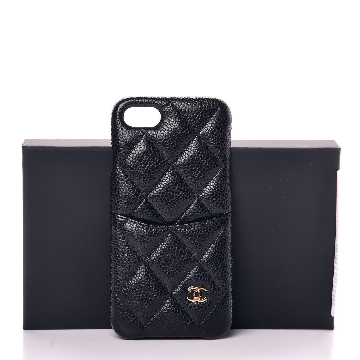 CHANEL Caviar Quilted iPhone 7/8 Coco Tech Case Black 336923