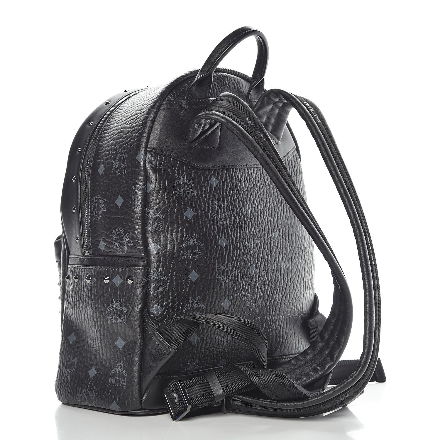 MCM Visetos Studded Small Diamond Backpack Black 340265