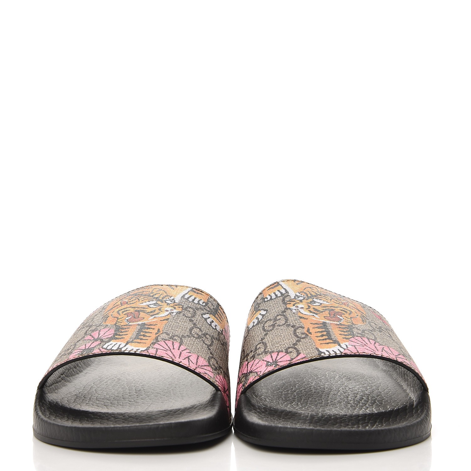 GUCCI GG Supreme Monogram Bengal Slide Sandals 39 Beige Pink 236546