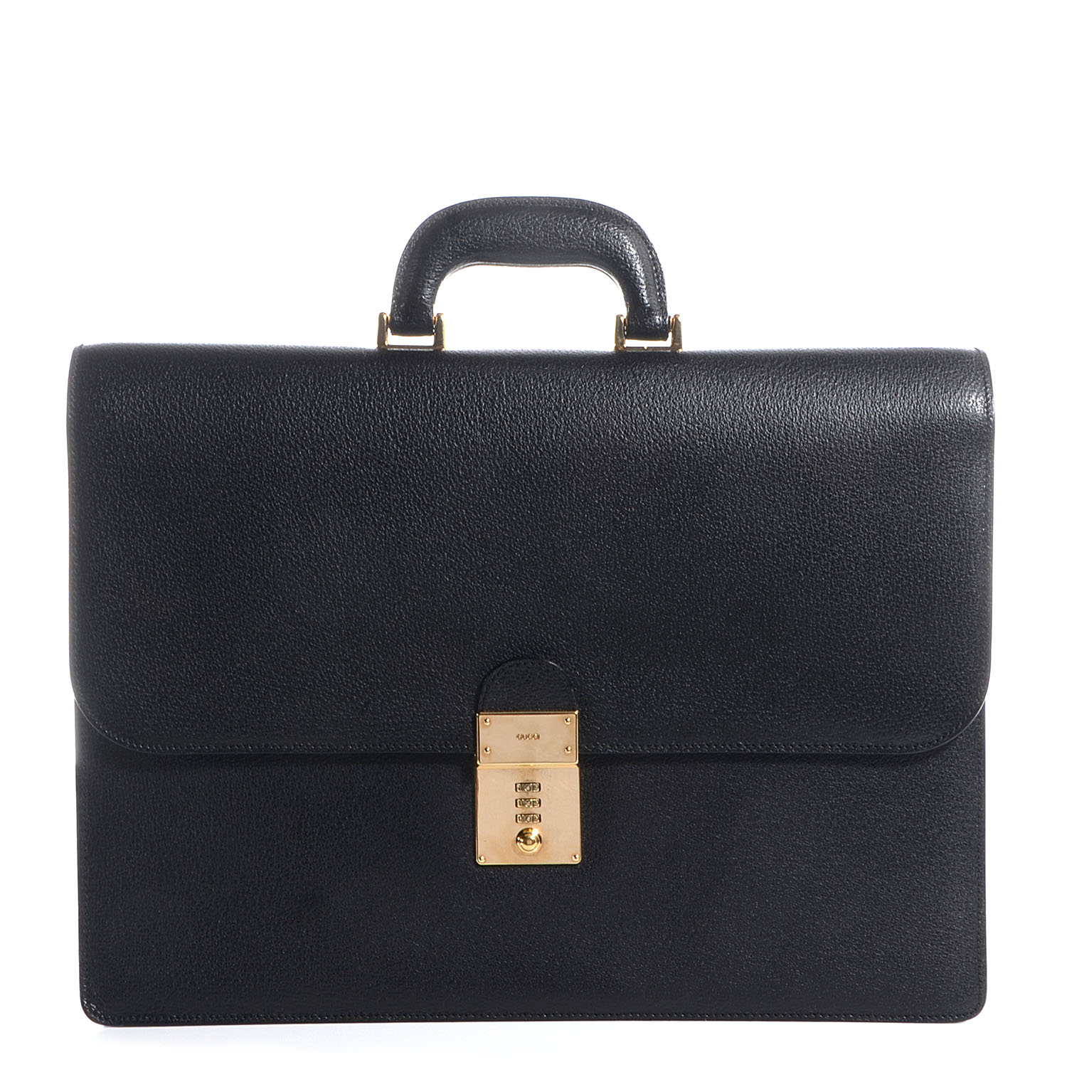 GUCCI Leather Briefcase Black 77970