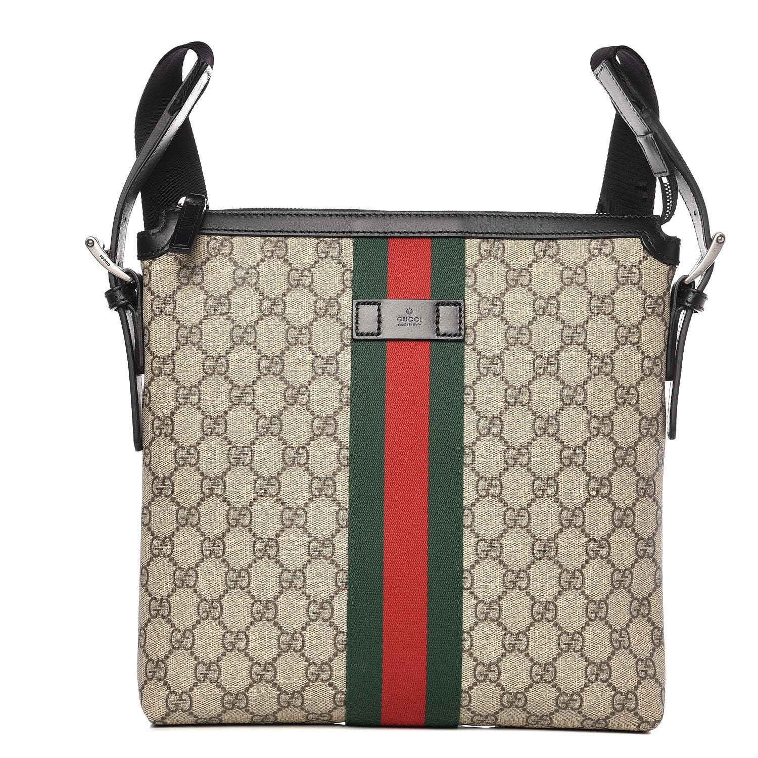 GUCCI GG Supreme Monogram Web Messenger Bag Black 271640 | FASHIONPHILE