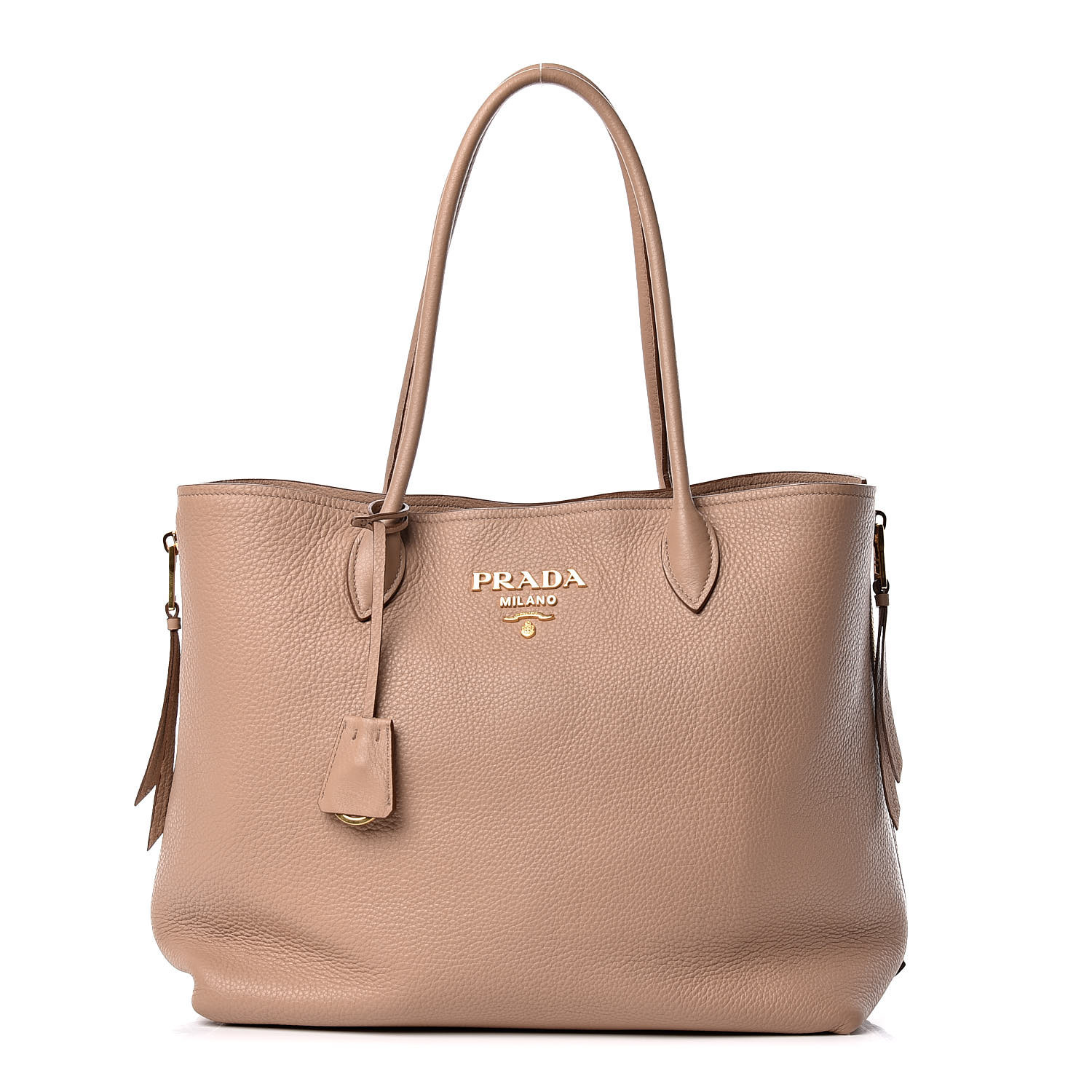 prada daino side zip leather shopper