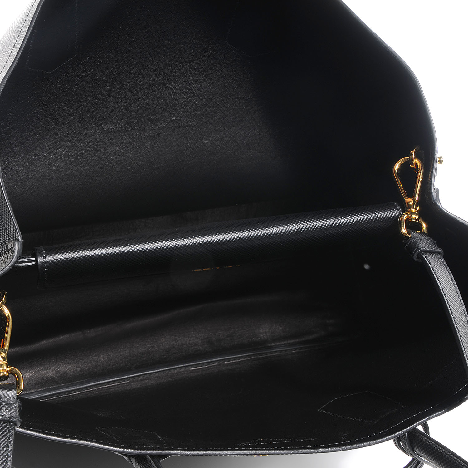 PRADA Saffiano Cuir Large Double Bag Nero Black 61697
