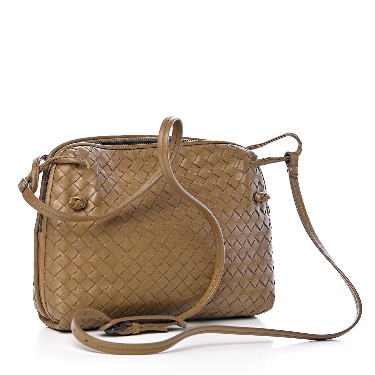 BOTTEGA VENETA Nappa Intrecciato Nodini Crossbody Messenger Bronze 489907