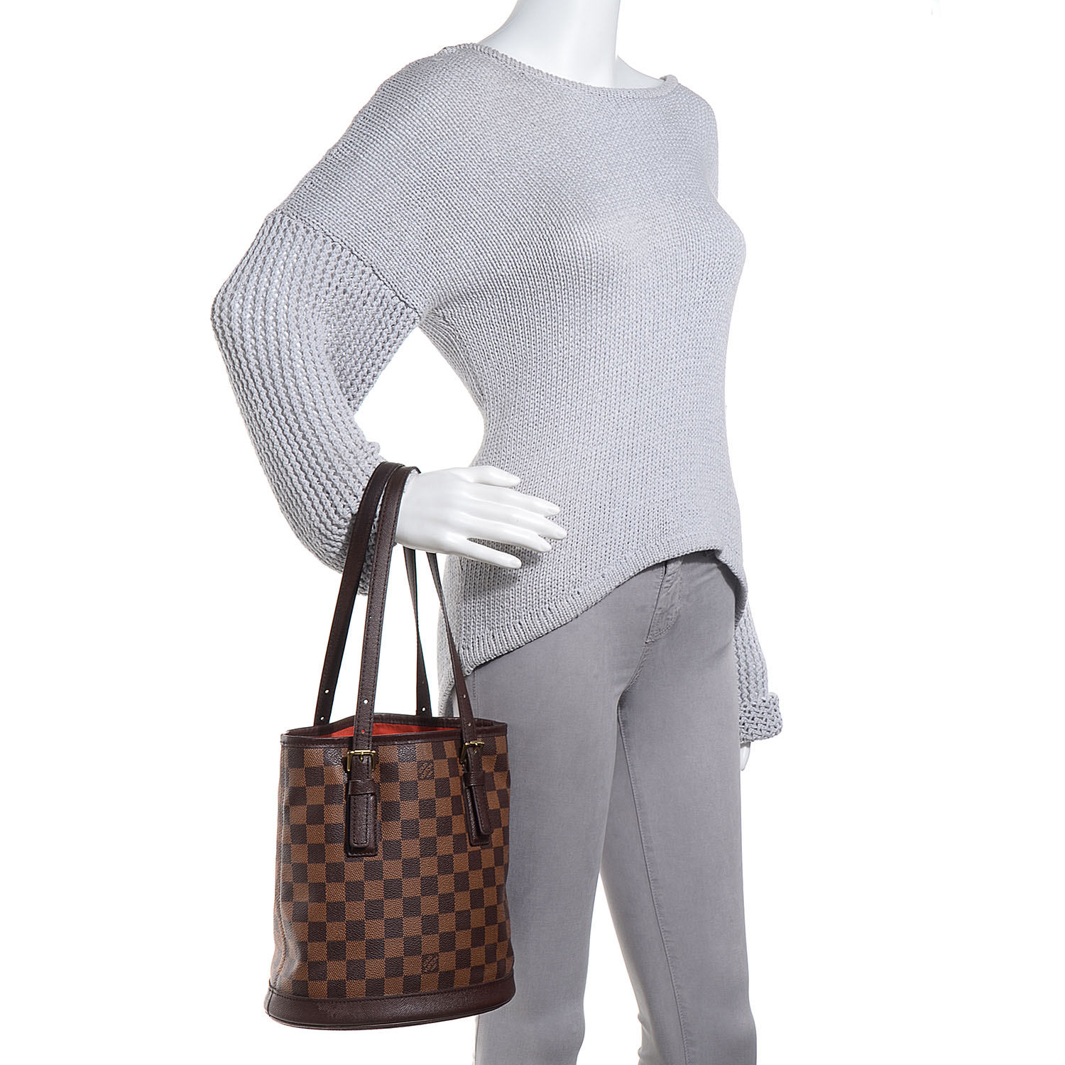 louis vuitton damier ebene marais bucket 23 LOUIS VUITTON Damier Ebene Marais Bucket 23 83601