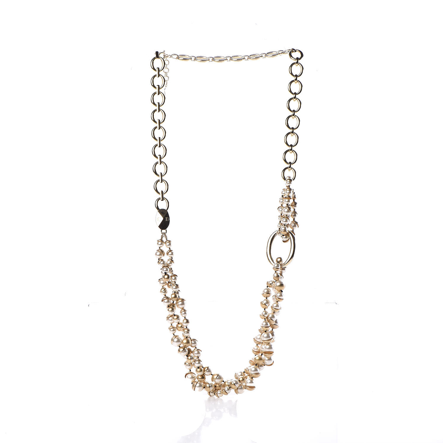 CHRISTIAN DIOR Pearl Mise en Dior Multi Strand Necklace Gold 405737 ...