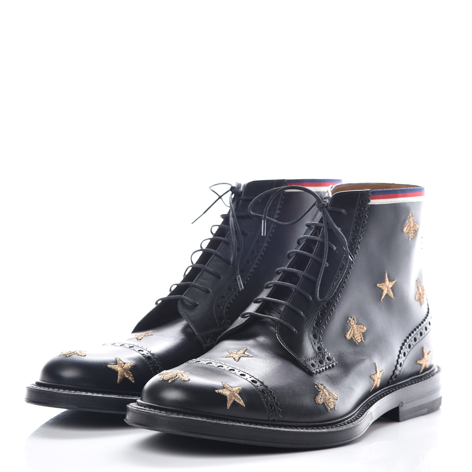 gucci star and bee embroidered boots