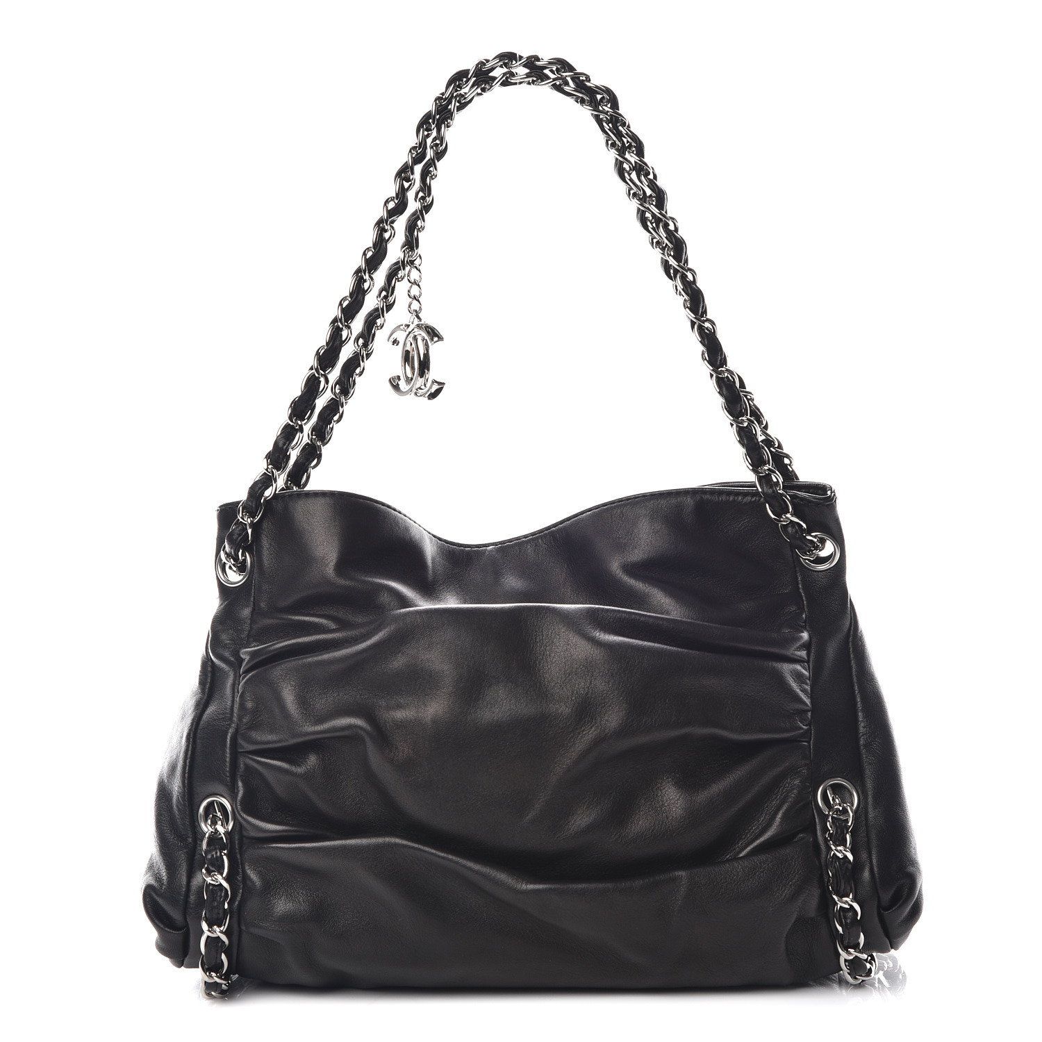 CHANEL Lambskin Large Sharpei Shoulder Bag Black 406693 | FASHIONPHILE