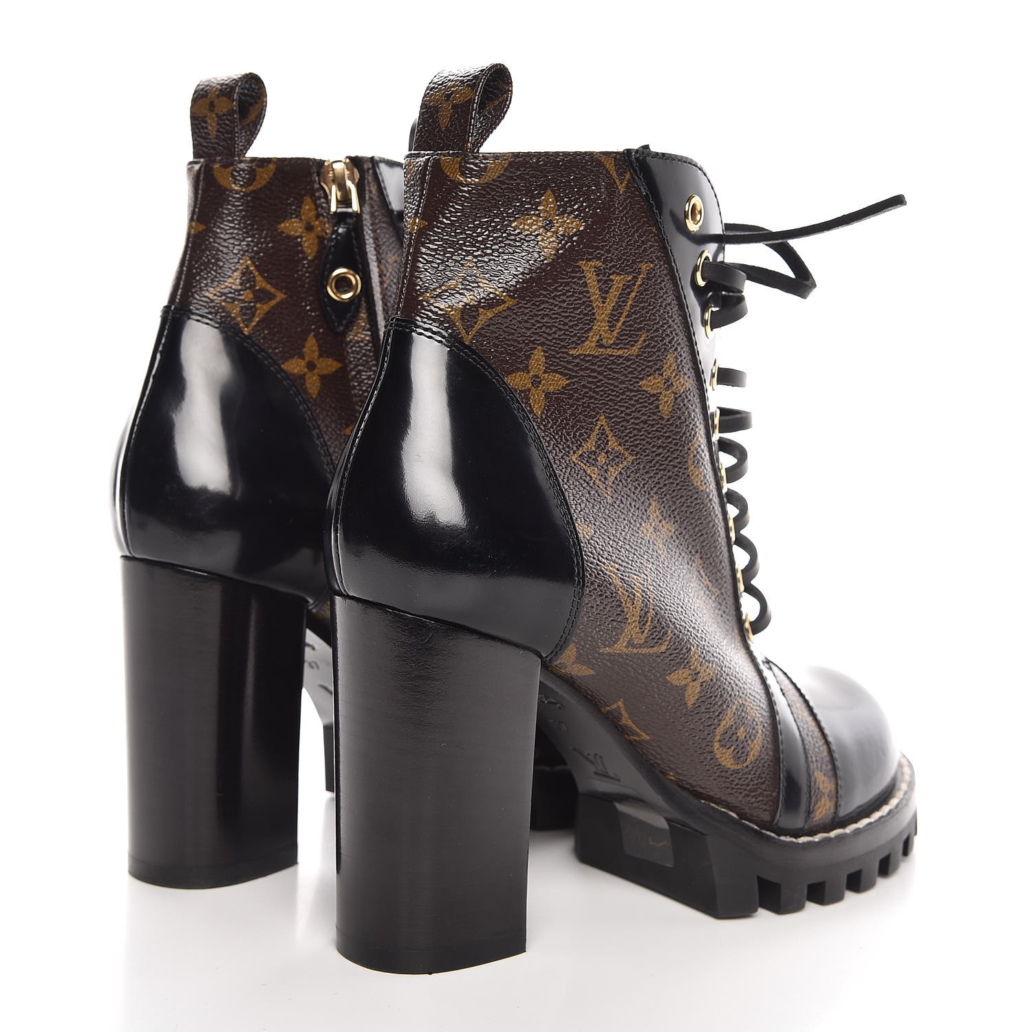Louis Vuitton Brown/Black Monogram Canvas And Patent Leather Star Trail  Ankle Boot Size 38 Louis Vuitton