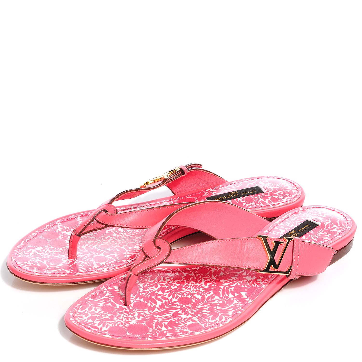 LOUIS VUITTON Tropical Knot Flat Thong Sandals Coral Size 37 92511