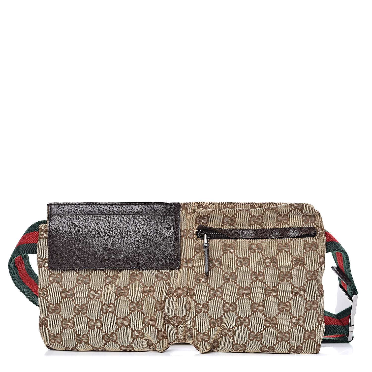 GUCCI Monogram Web Belt Bag Dark Brown 507374