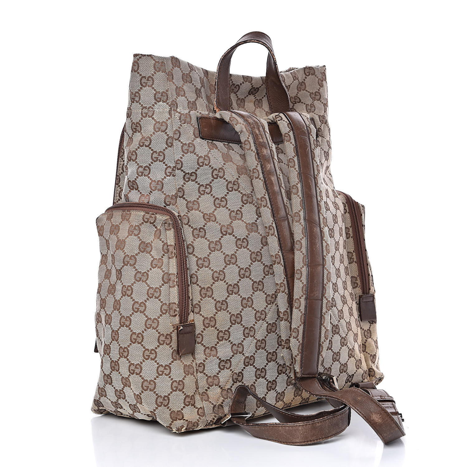 GUCCI Monogram Backpack Diaper Bag Brown 518568