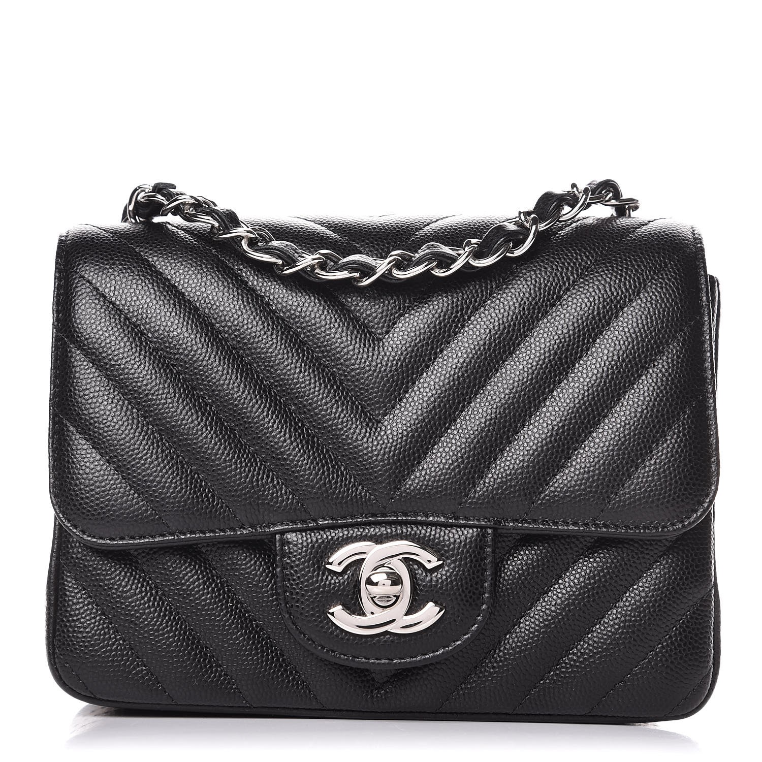 chanel square mini black caviar