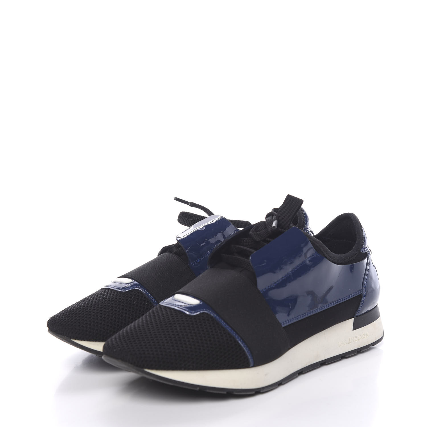 BALENCIAGA Patent Calfskin Neoprene Mesh Suede Mens Race Runner ...