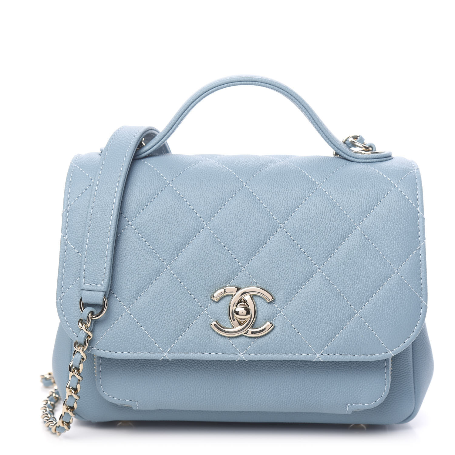 CHANEL Caviar Quilted Small Business Affinity Flap Light Blue 