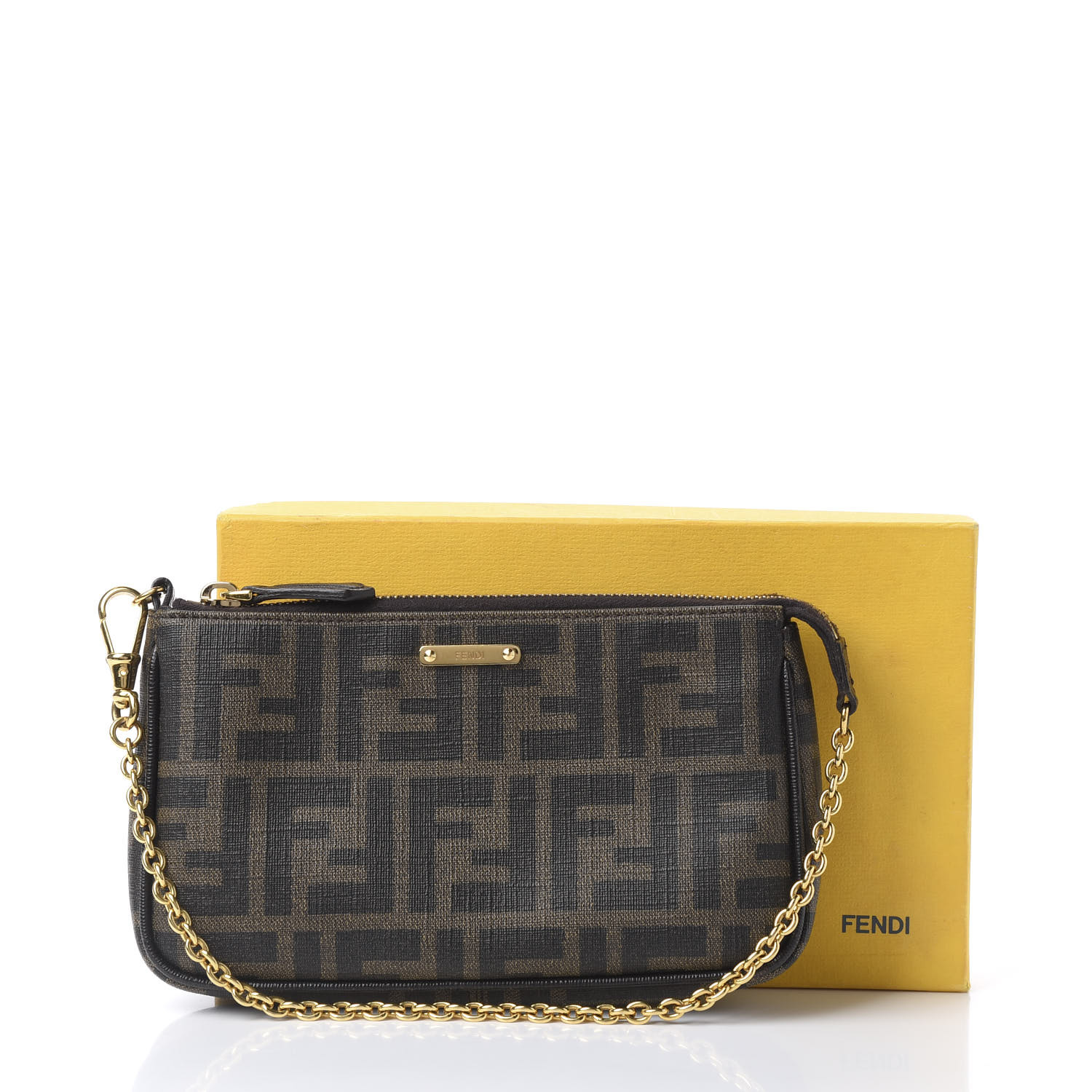 Fendi Spalmati Zucca Pochette Tobacco Fuchsia