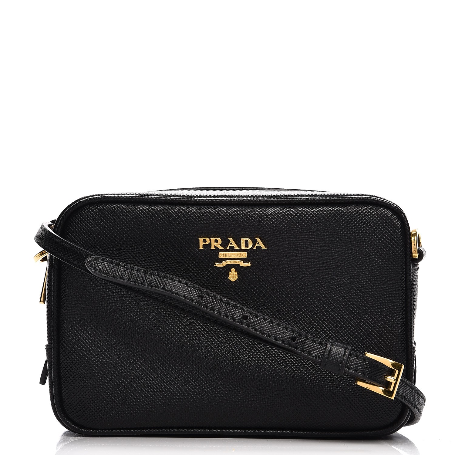 PRADA Saffiano Mini Camera Crossbody Bag Nero Black 211803