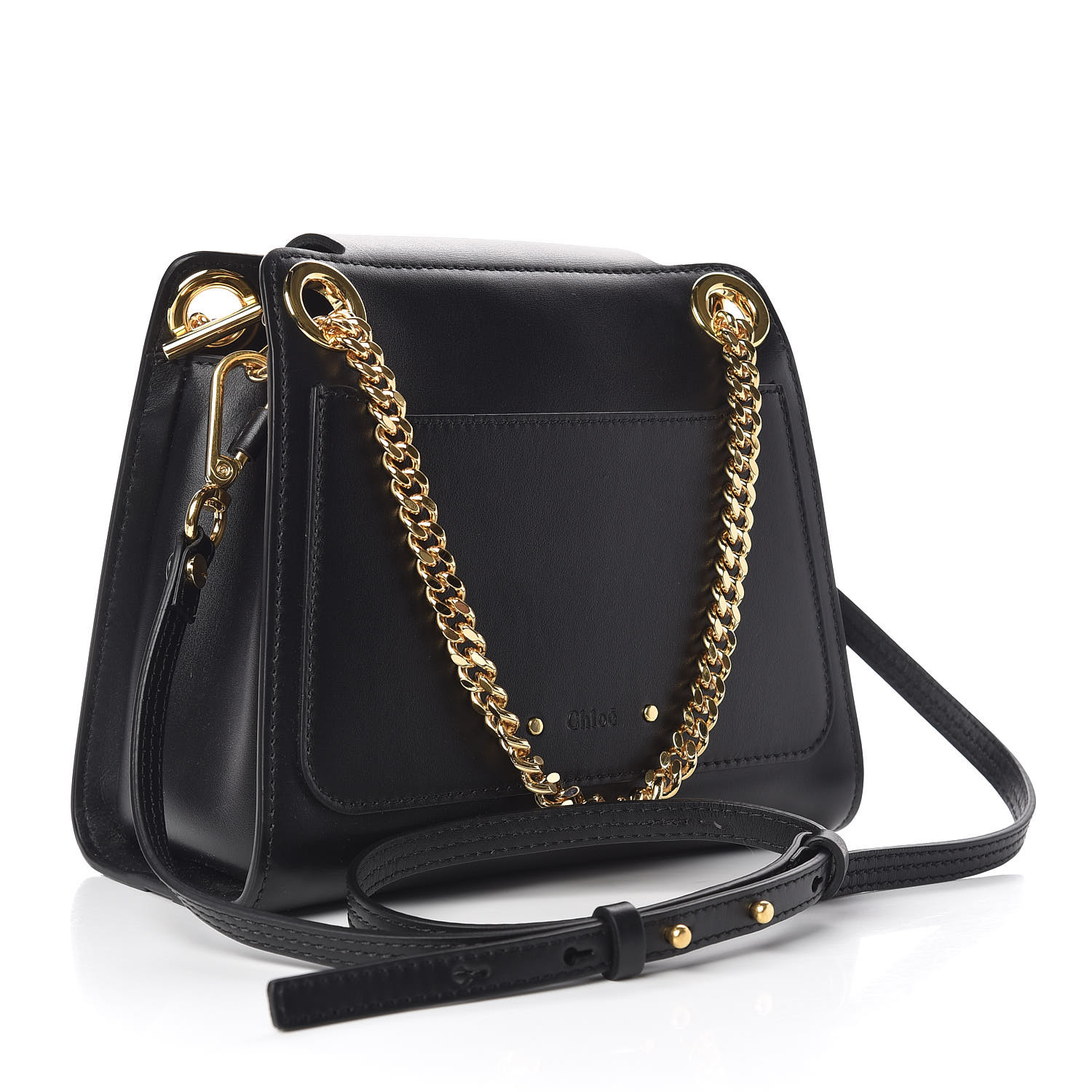 CHLOE Shiny Calfskin Mini Annie Shoulder Bag Black 458418