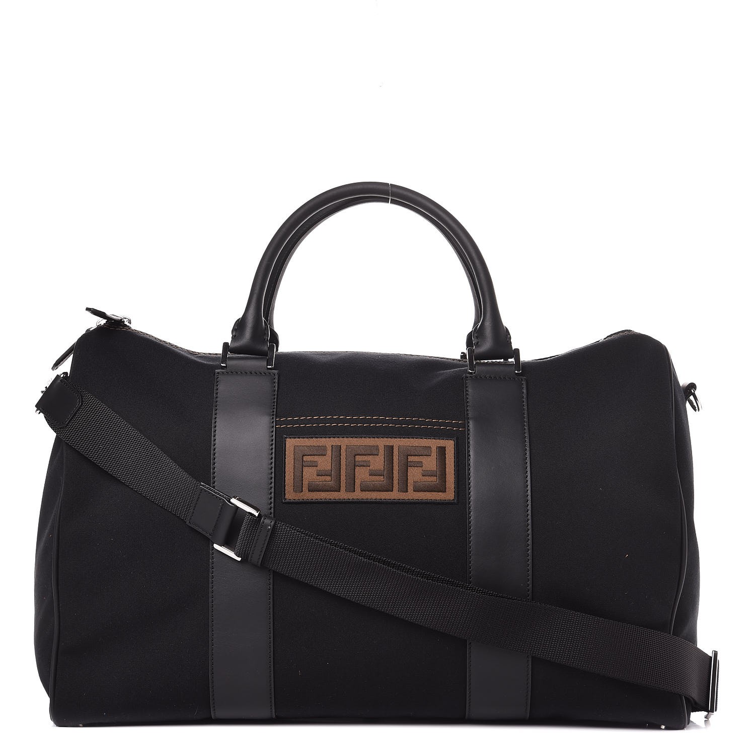FENDI Canvas Mens Weekender Holdall Bag Black 323071