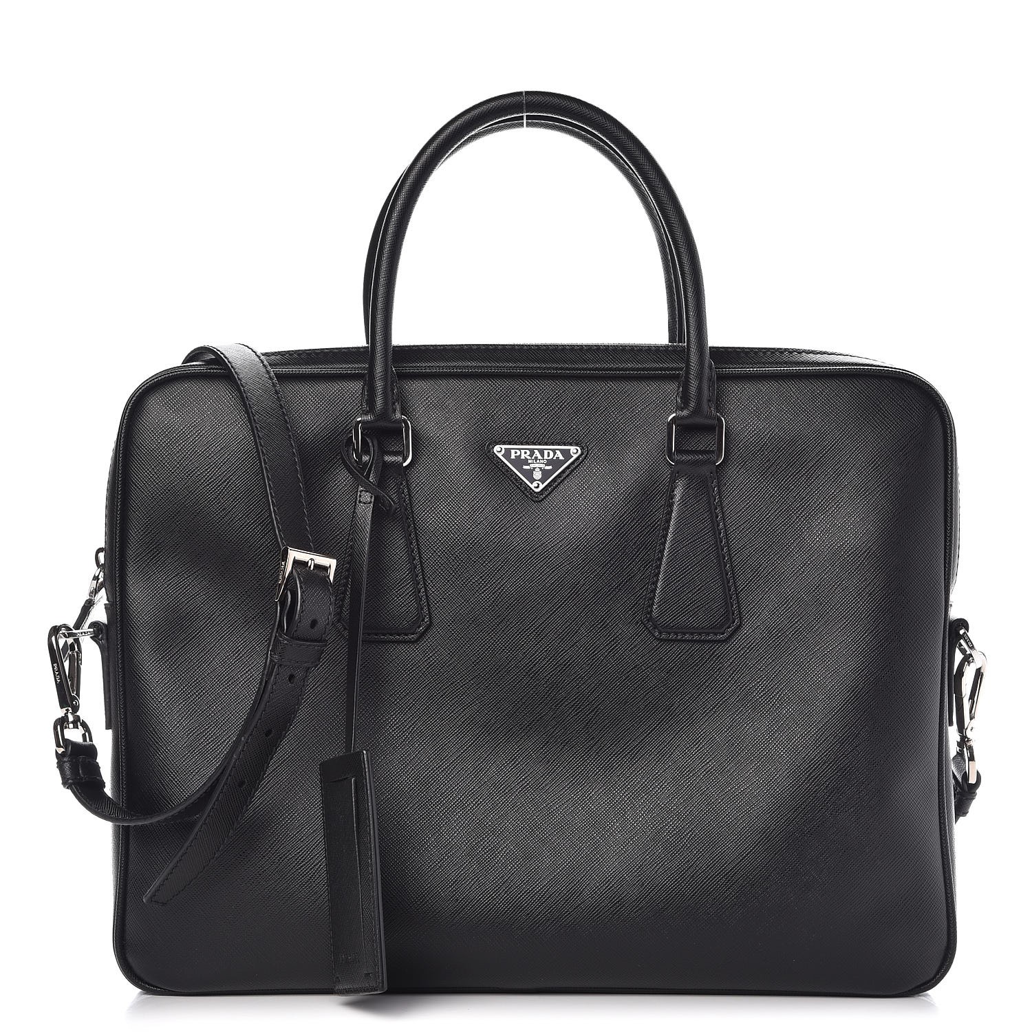 black leather travel briefcase