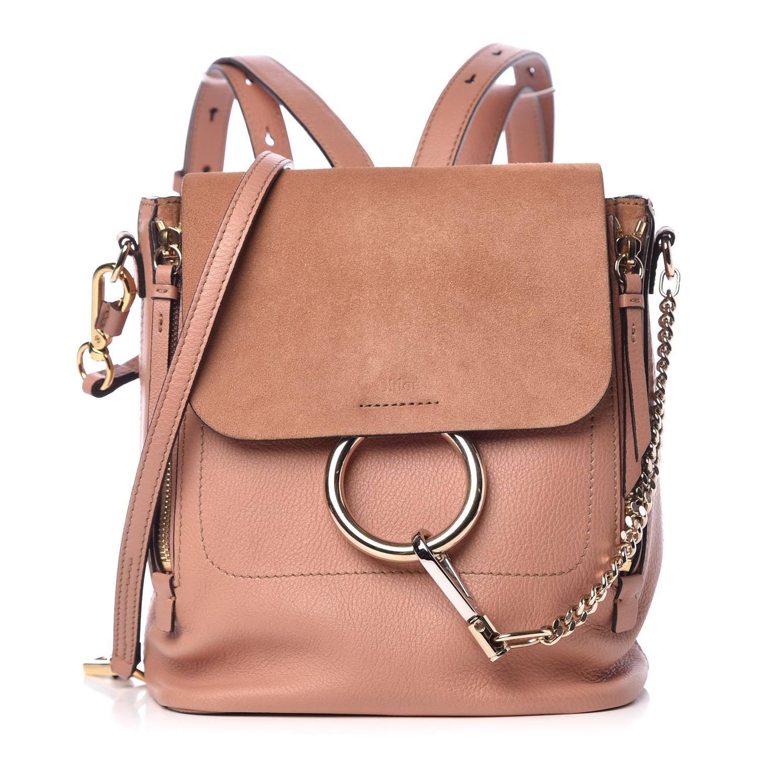 small faye suede & leather backpack
