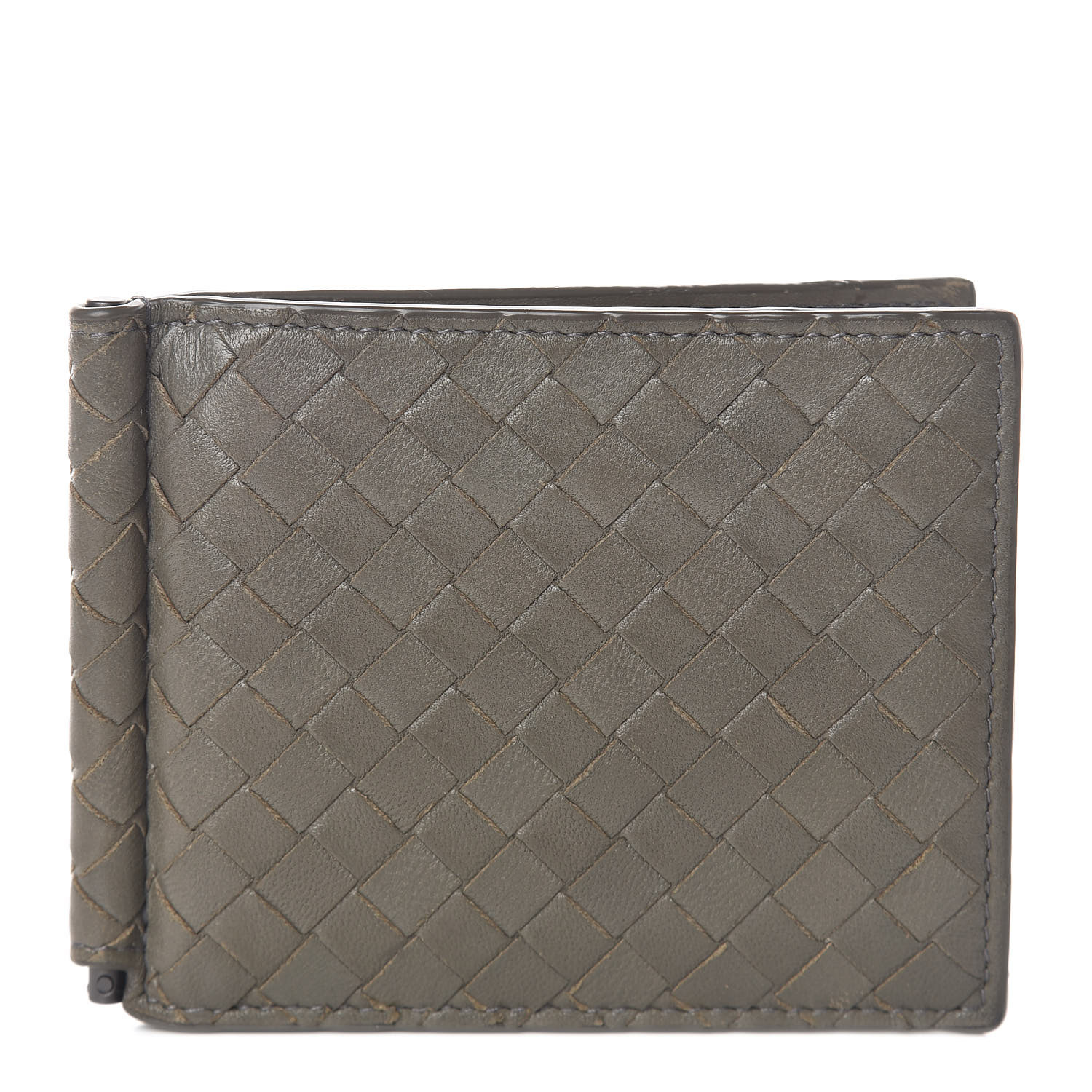 BOTTEGA VENETA Nappa Intrecciato Bi-Fold Money Clip Wallet Shadow 462740