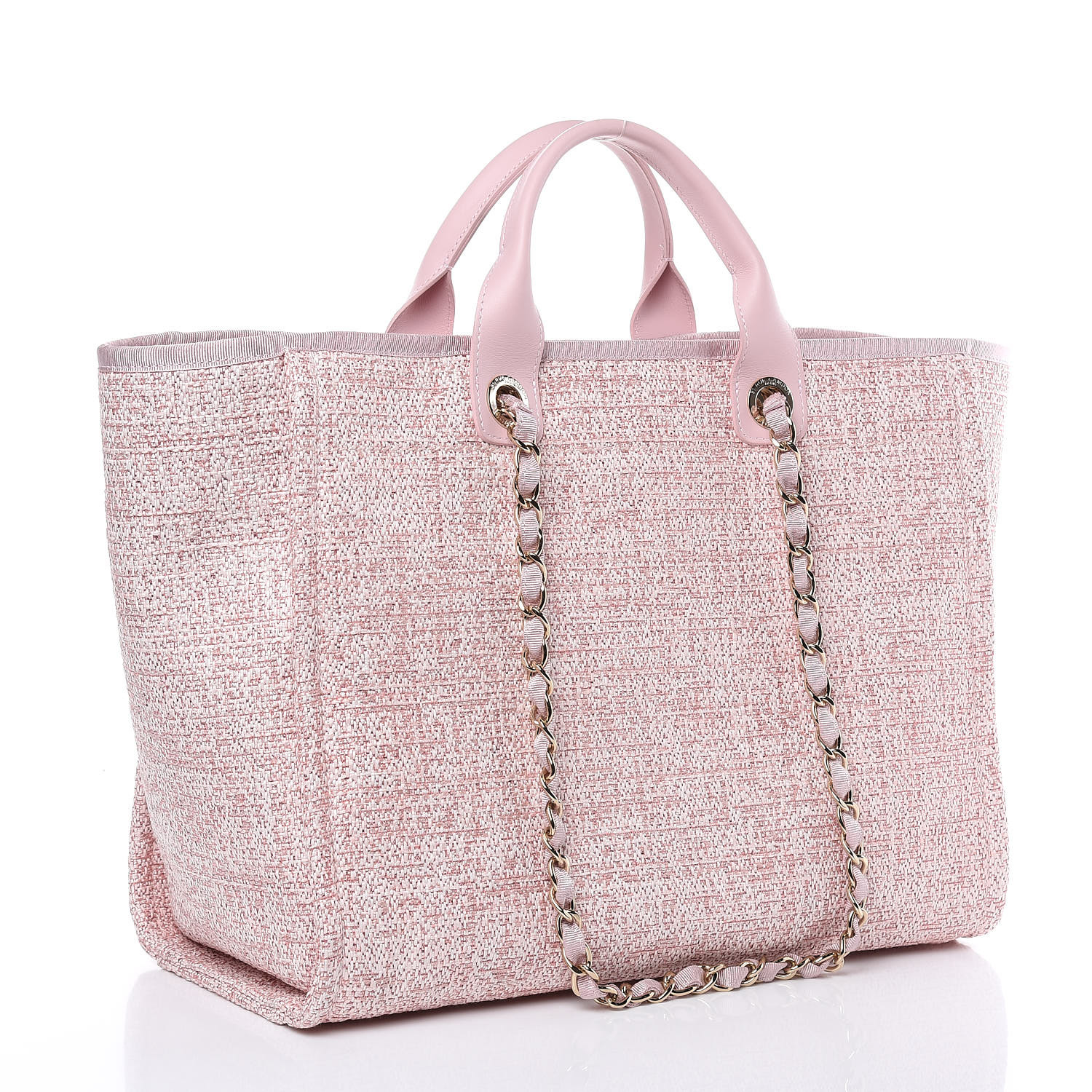 chanel straw lurex large deauville tote pink