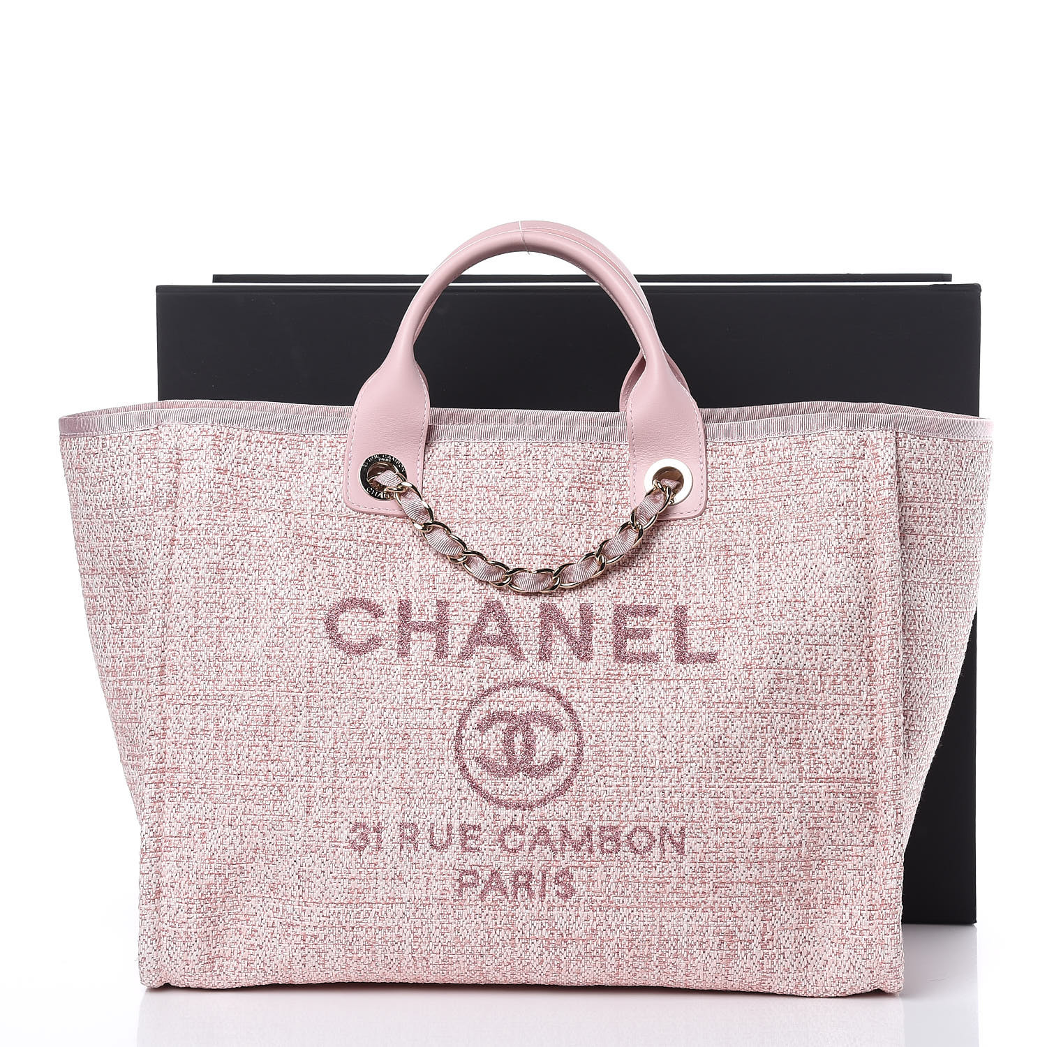 chanel straw lurex large deauville tote pink