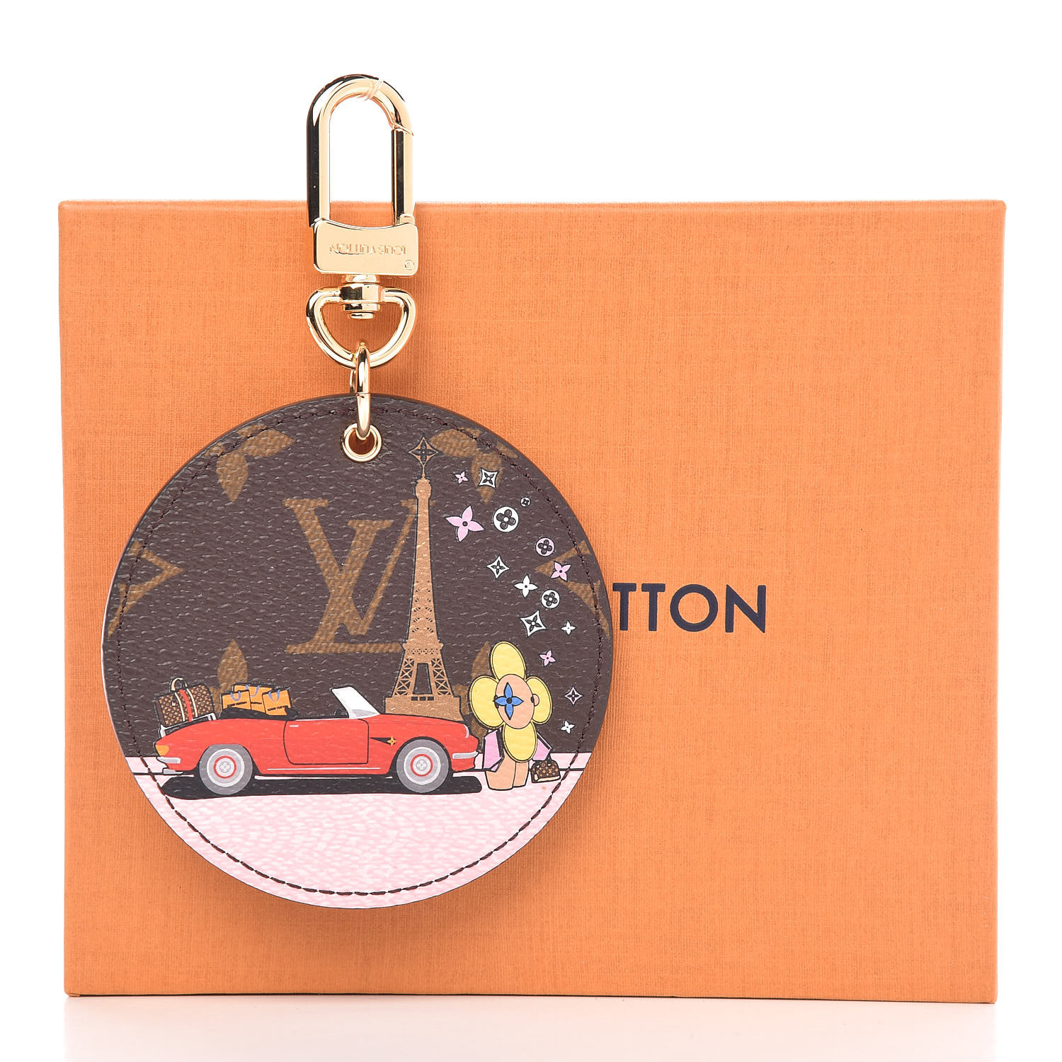 LOUIS VUITTON Monogram Vivienne Xmas Paris Bag Charm Key Holder 460767