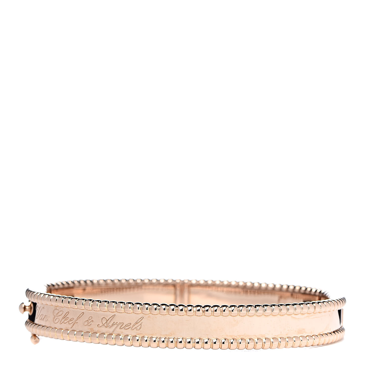 VAN CLEEF & ARPELS 18K Rose Gold Perlee Signature Bangle Bracelet S 510351