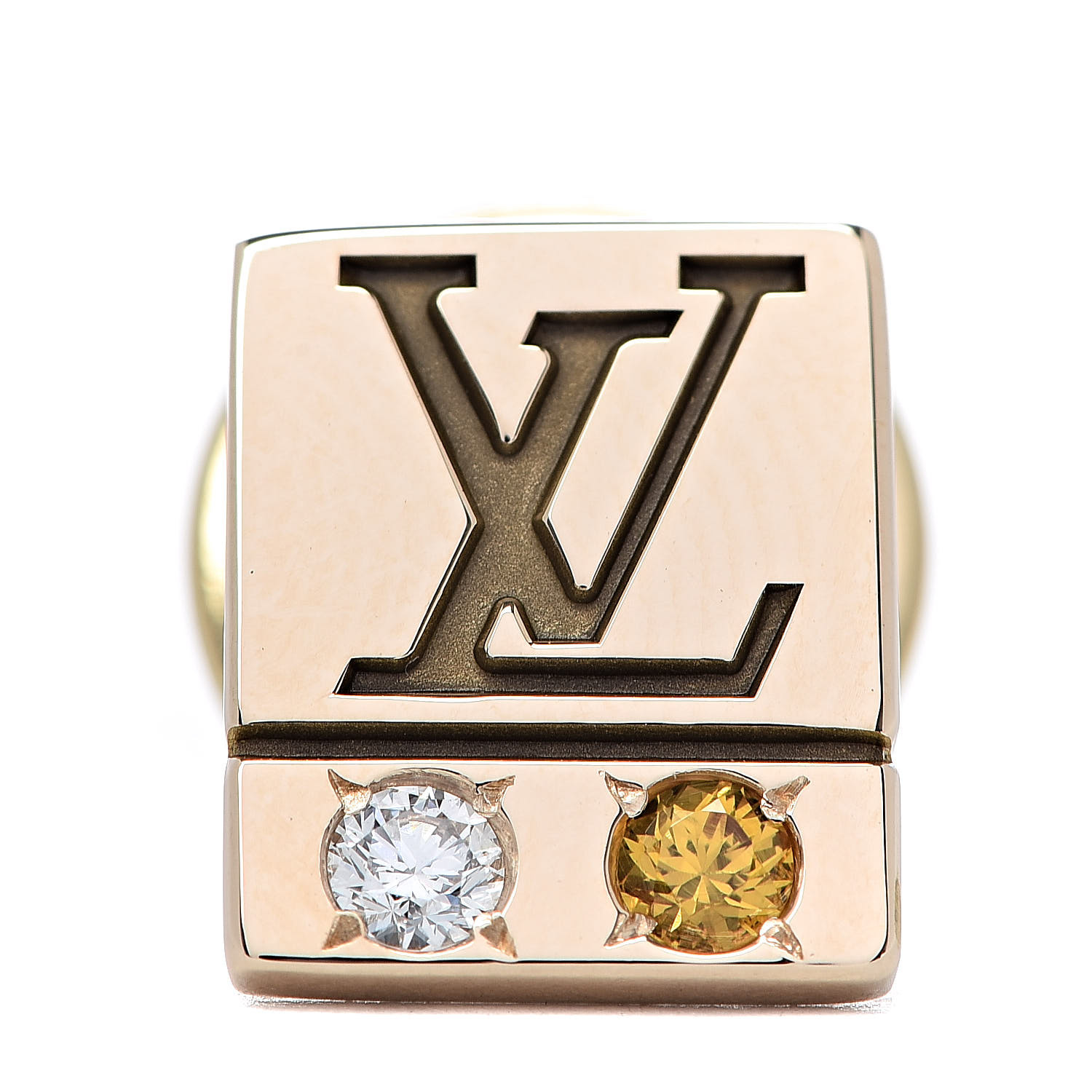 LOUIS VUITTON 10K Yellow Gold Diamond Yellow Sapphire Employee Pin 509127