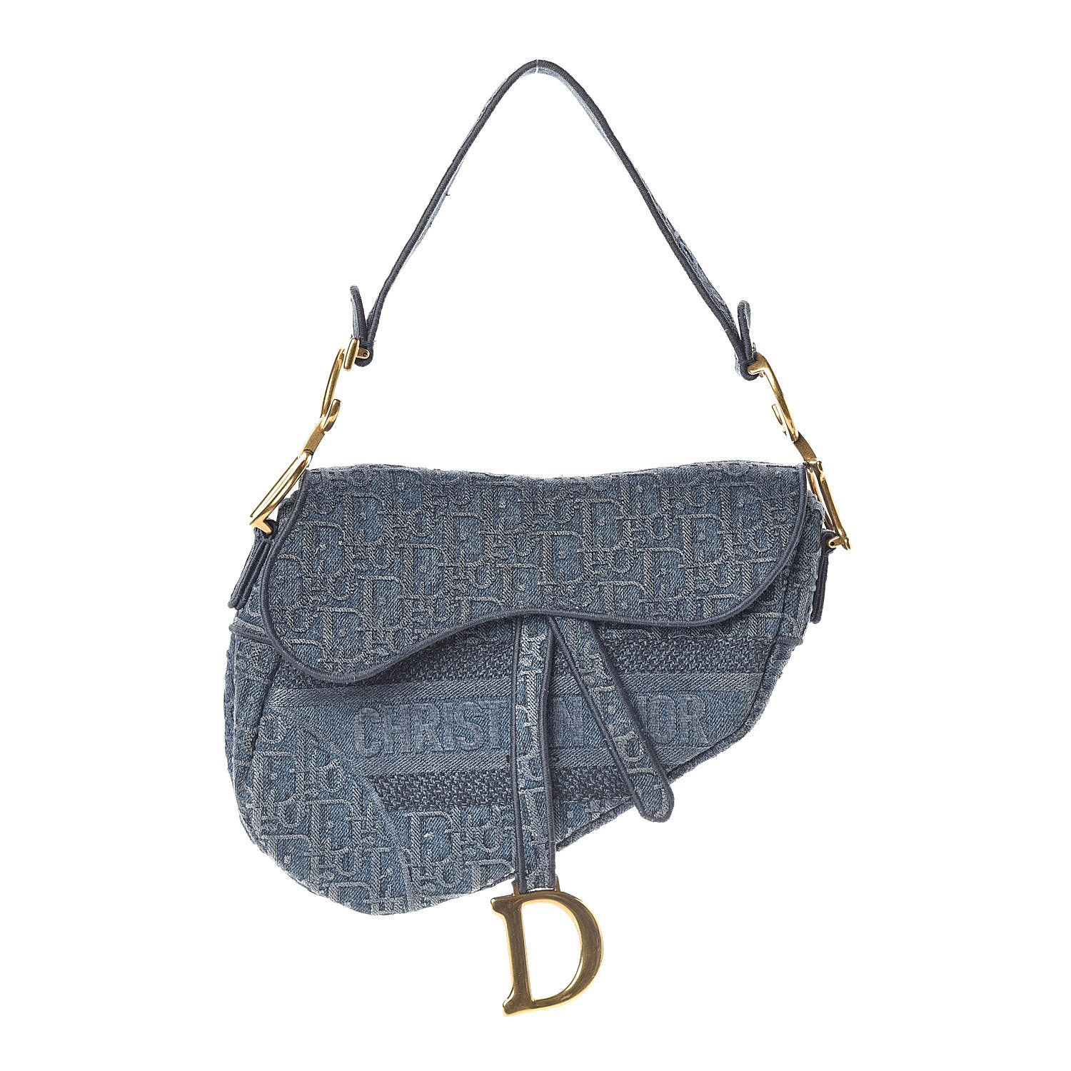 CHRISTIAN DIOR Oblique Saddle Bag Denim 