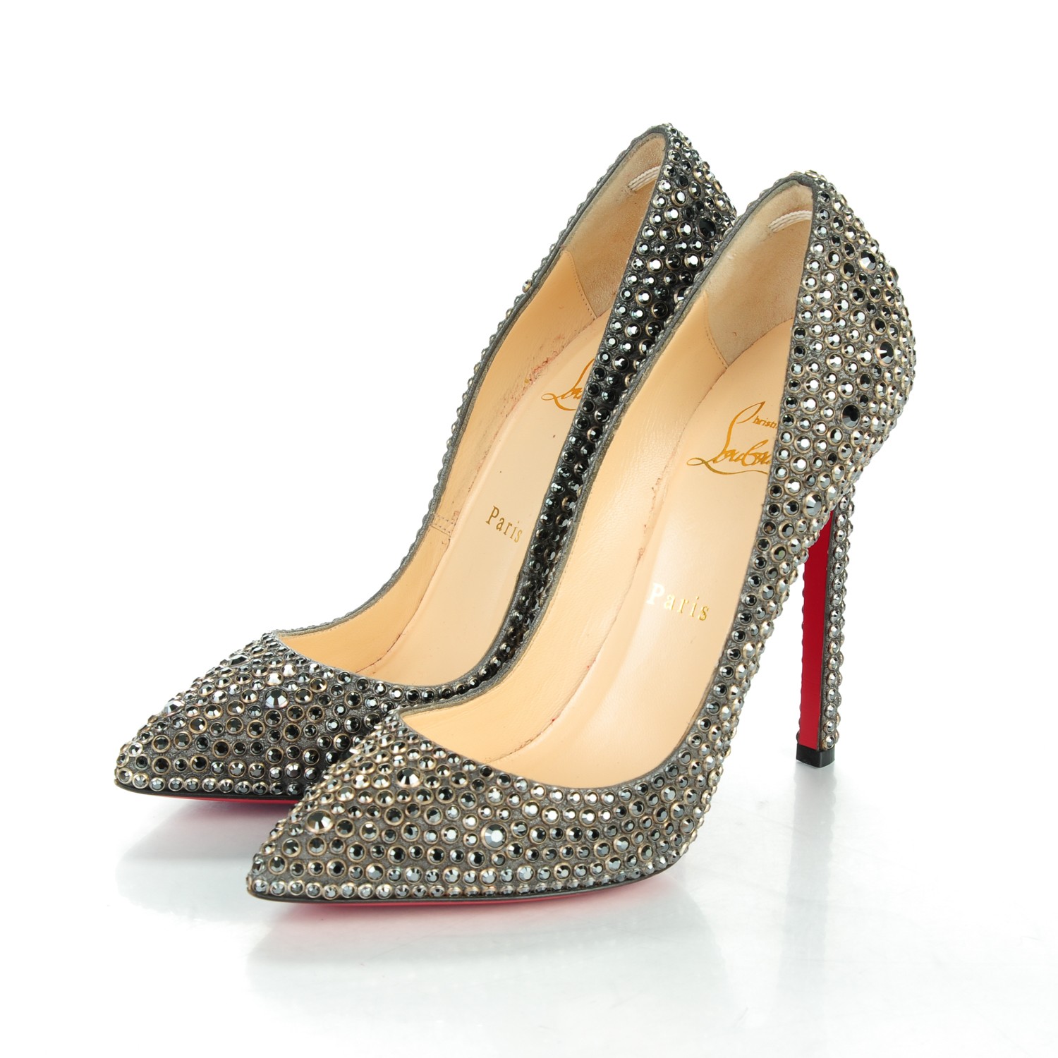 CHRISTIAN LOUBOUTIN Suede Burma Ring Strass Pigalle 120 Pumps 37 ...